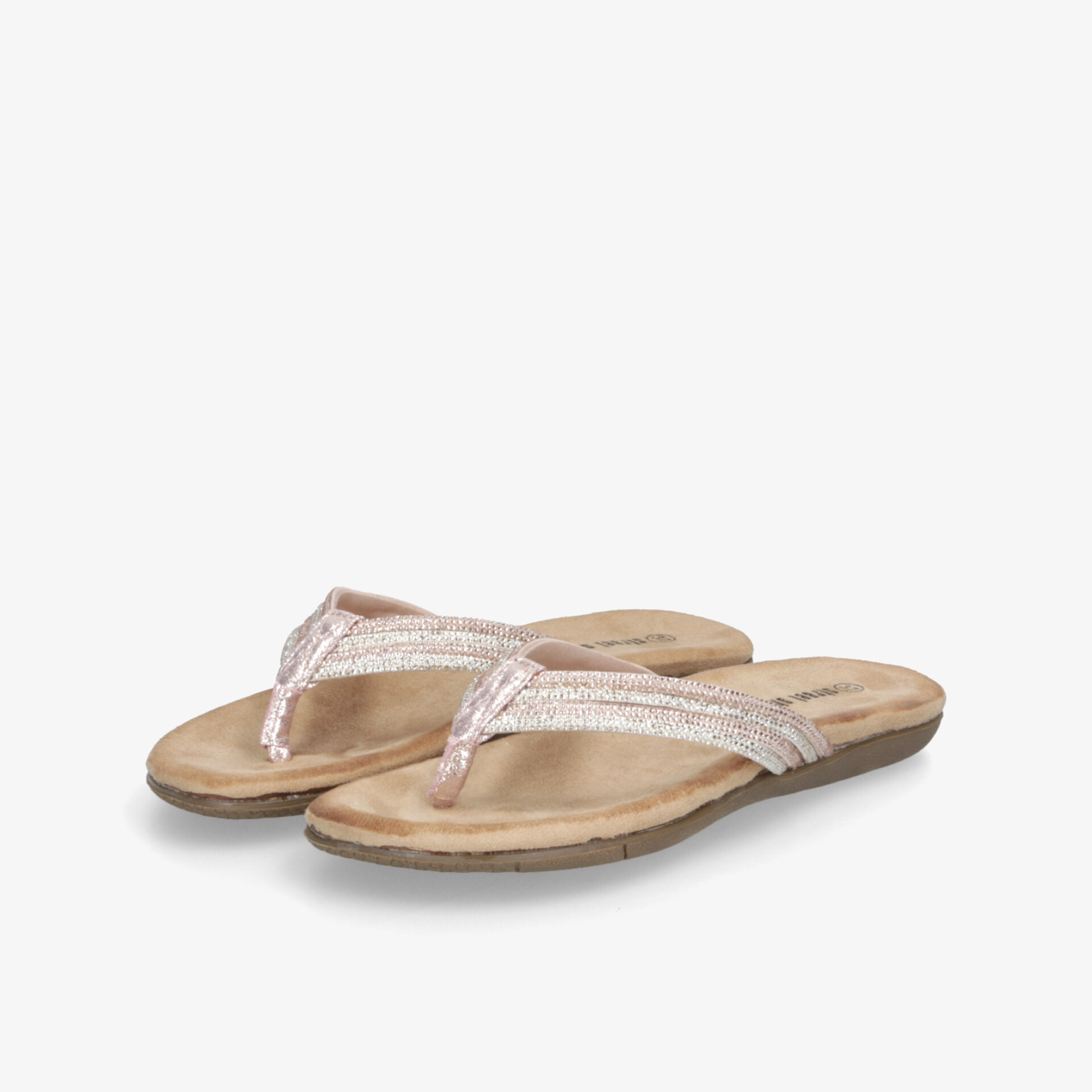 Bequeme beige Flipflops mit gepolsterter Fußsohle und rutschfester Laufsohle, ideales Sommersandalenpaar