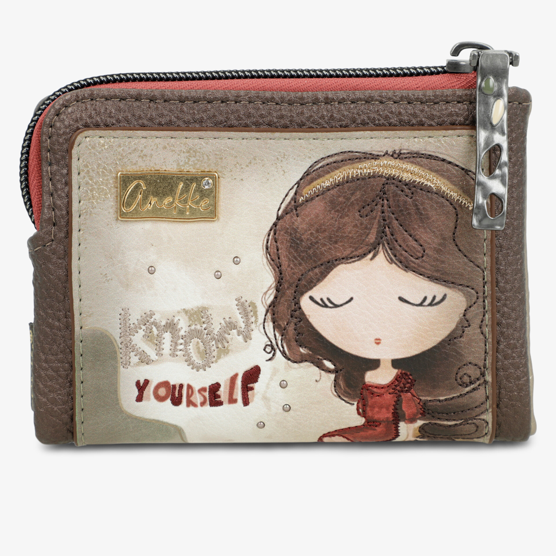 Handliche Geldbörse aus Kunstleder mit Reißverschluss und charmantem Cartoon-Design.