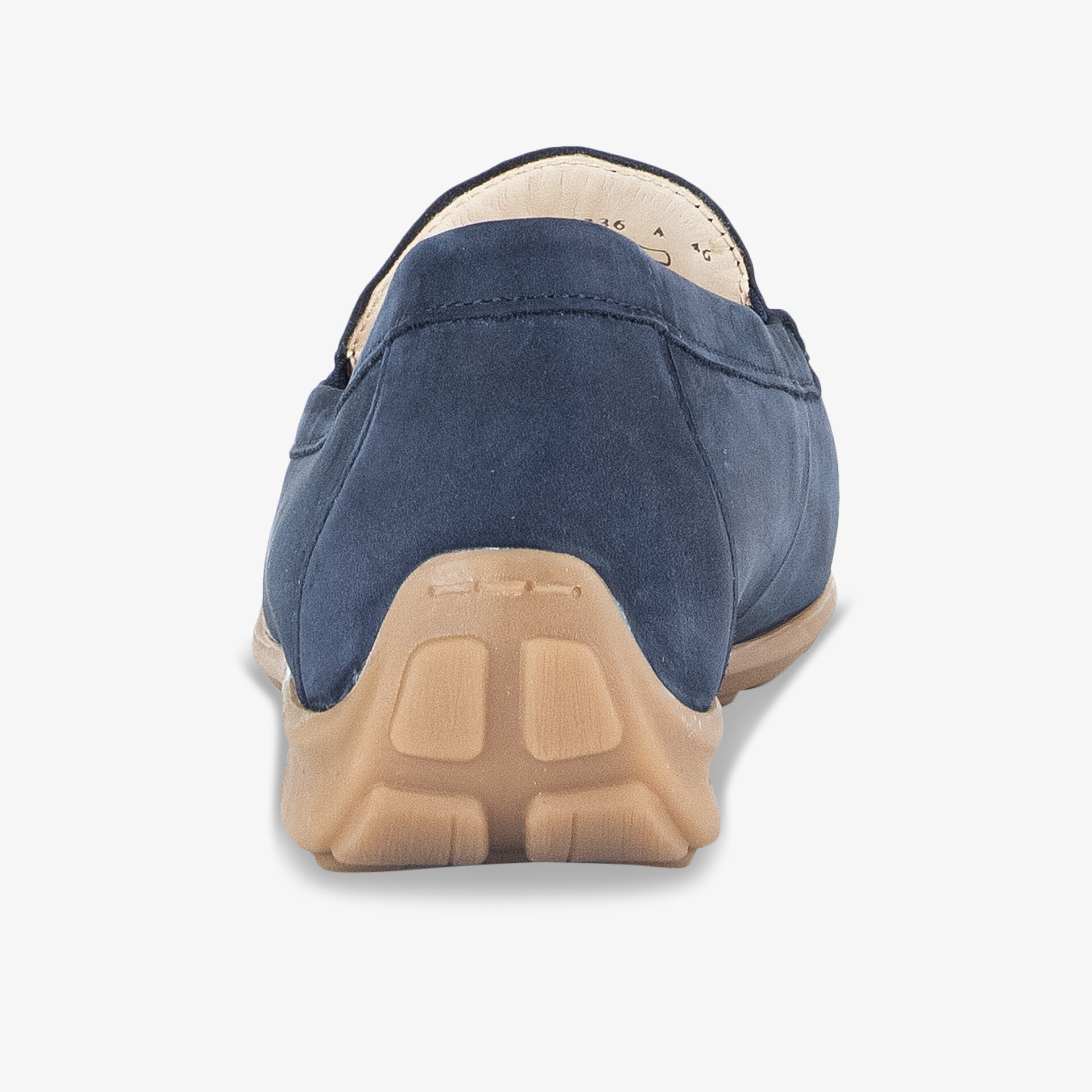 Blauer Lederschuh mit rutschfester Sohle, Seitenansicht