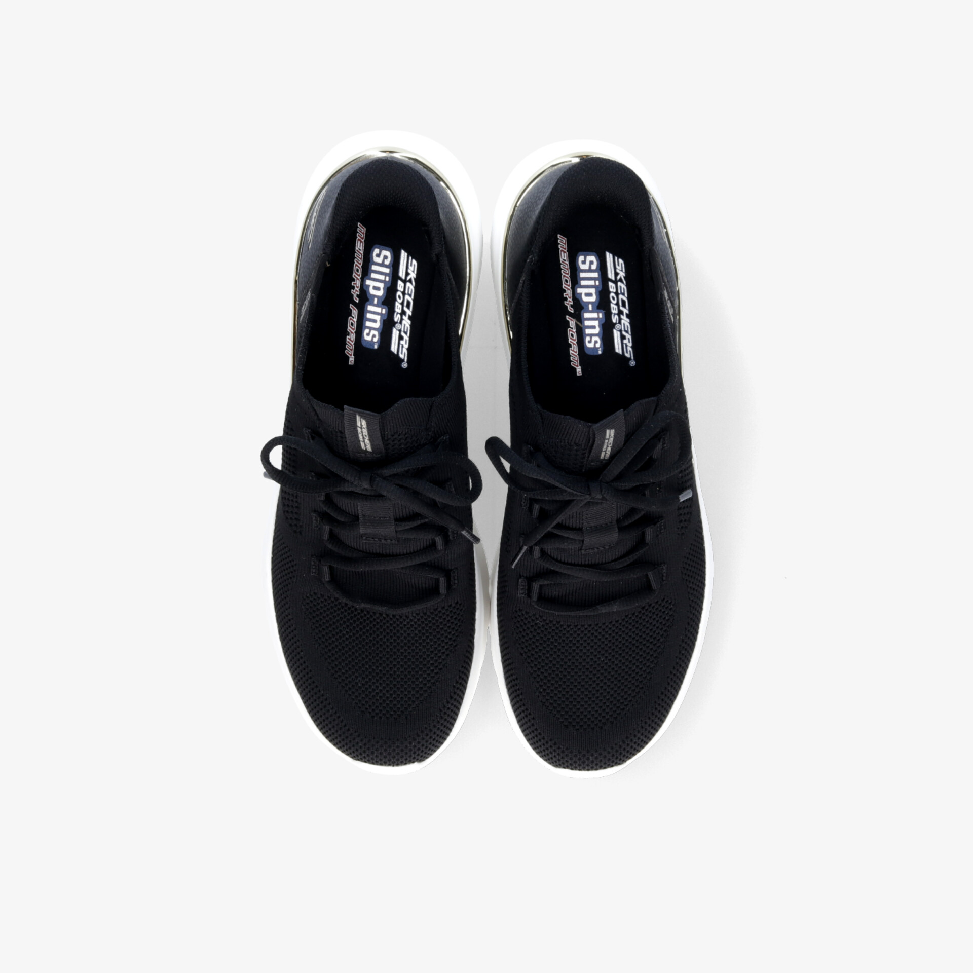 Schwarze Sneaker Paar in Draufsicht mit klassischer Schnürung und sportlichem, leichtem Design