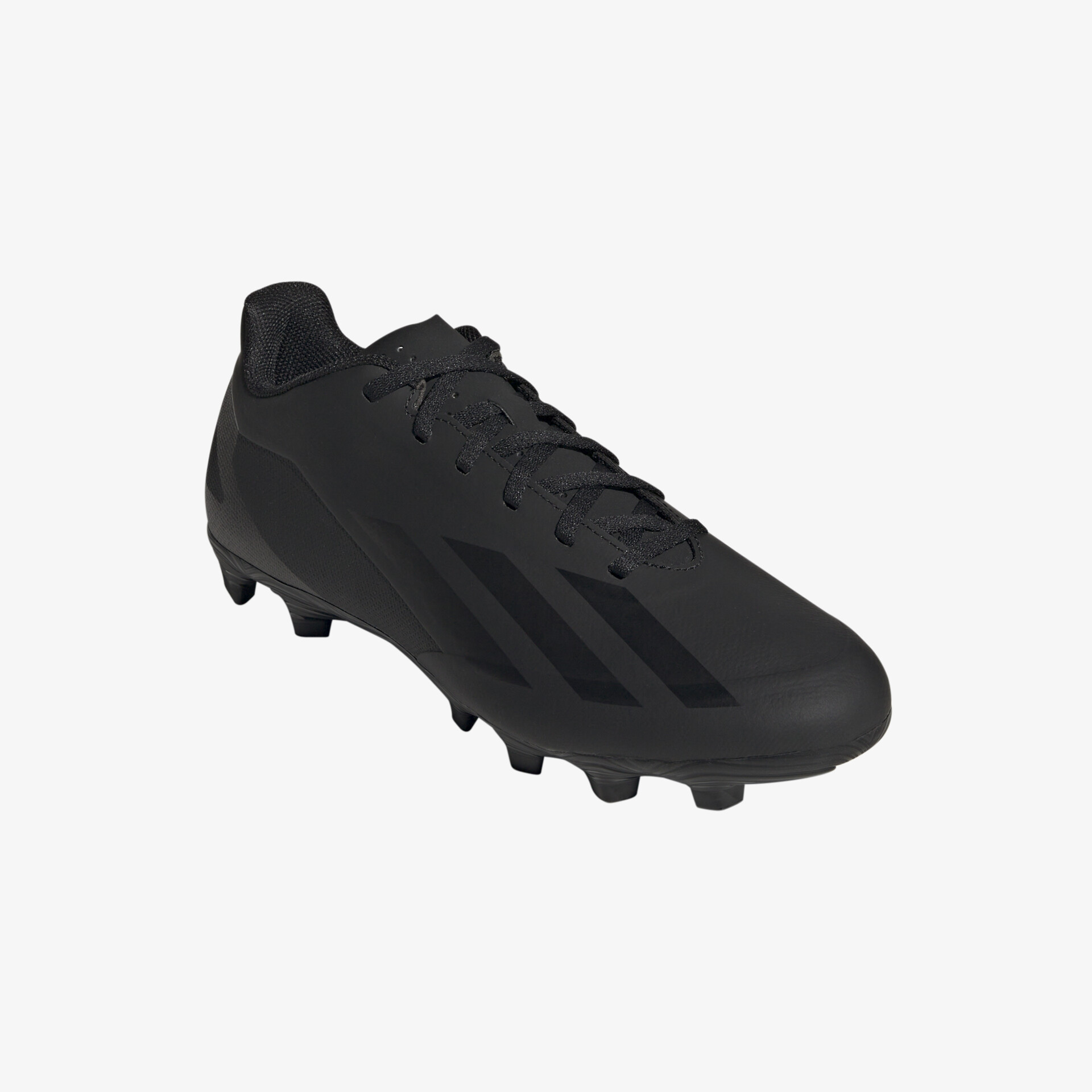 Leichte schwarze Fußballschuhe für optimalen Grip und Komfort auf dem Rasen. Strapazierfähiges Design.