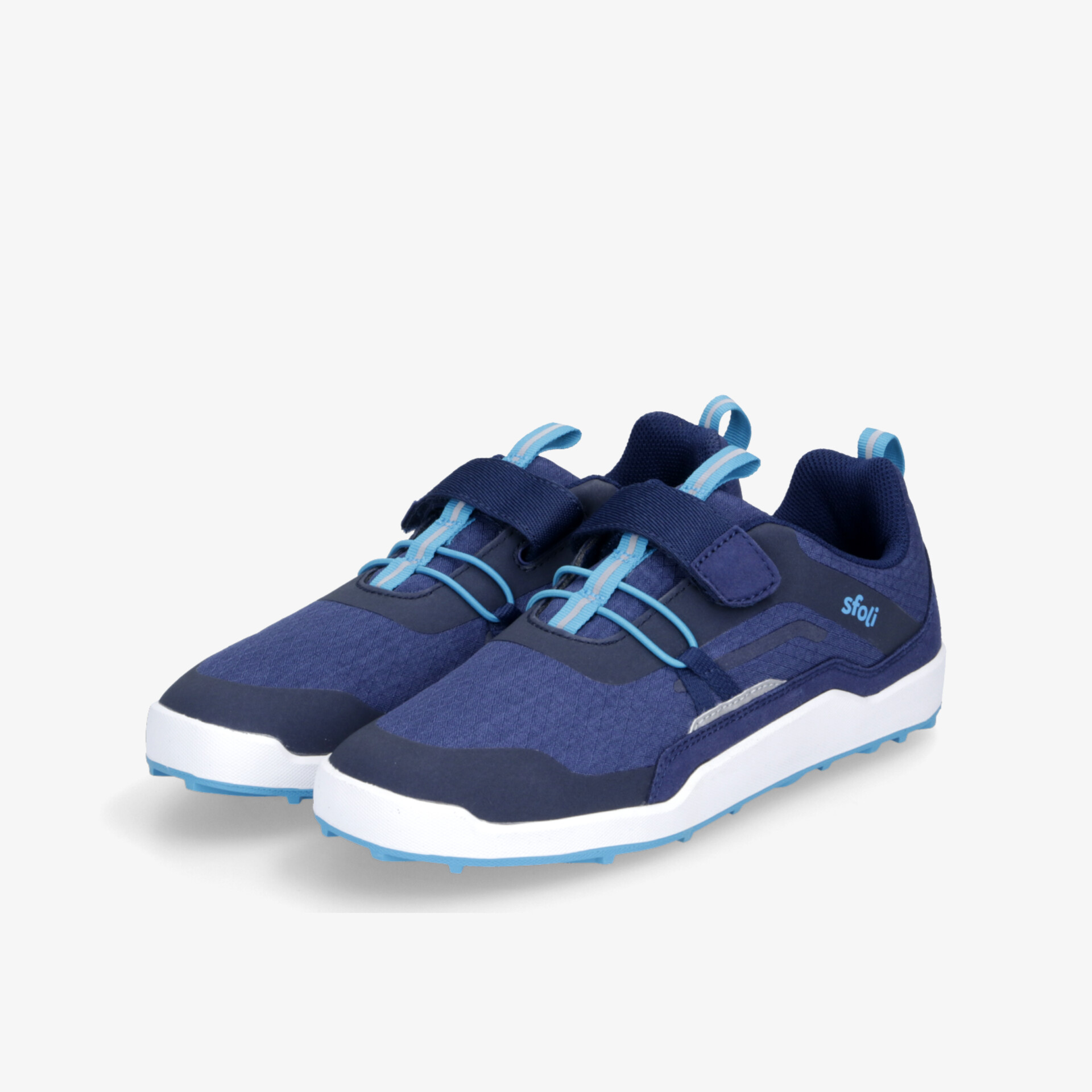 Sportliche, atmungsaktive und leichte Schuhe in Schwarz und Blau, komfortabel mit verstellbarem Klettverschluss