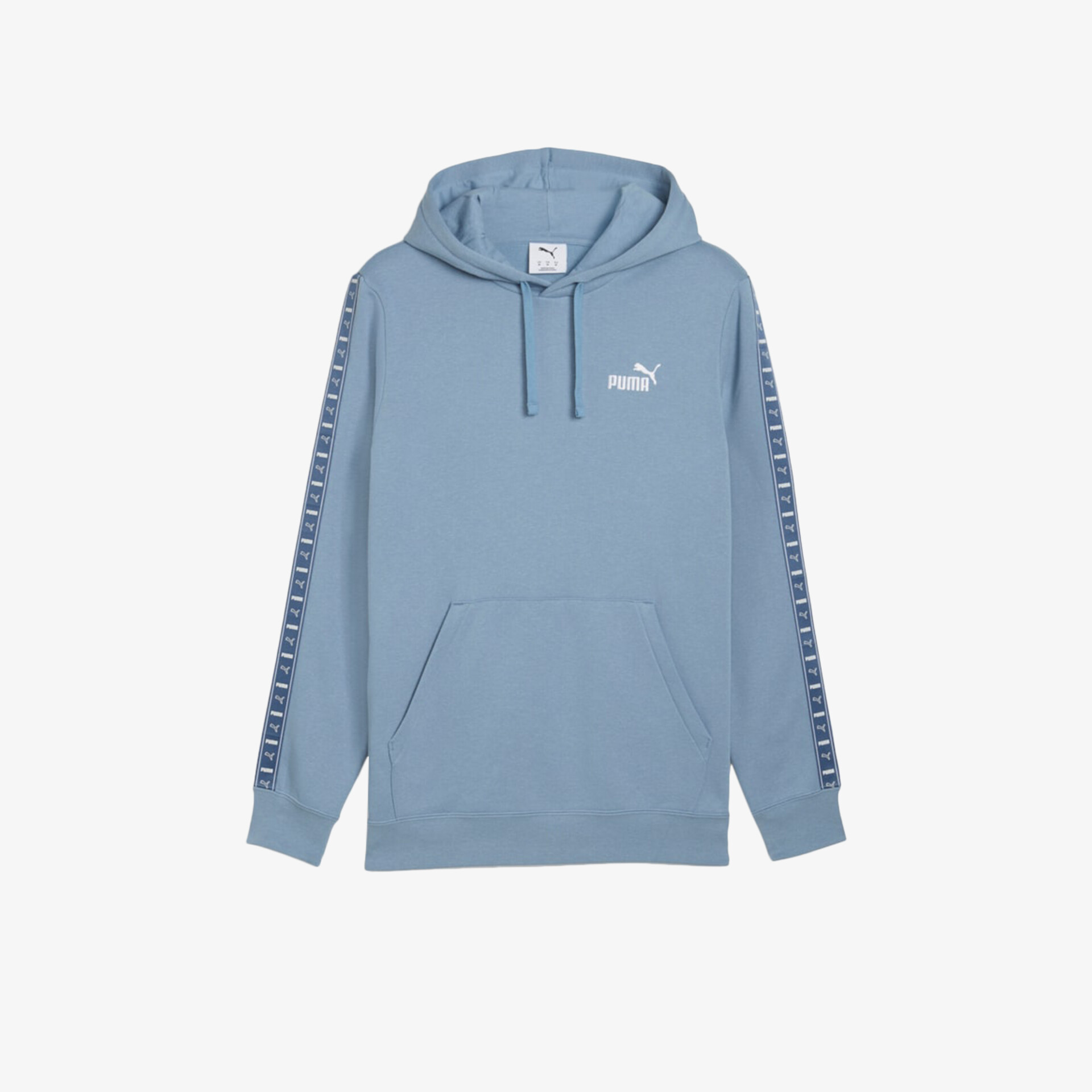 Blauer Hoodie mit Kapuze, langer Ärmel und Kängurutasche, sportlich und bequem für den Alltag