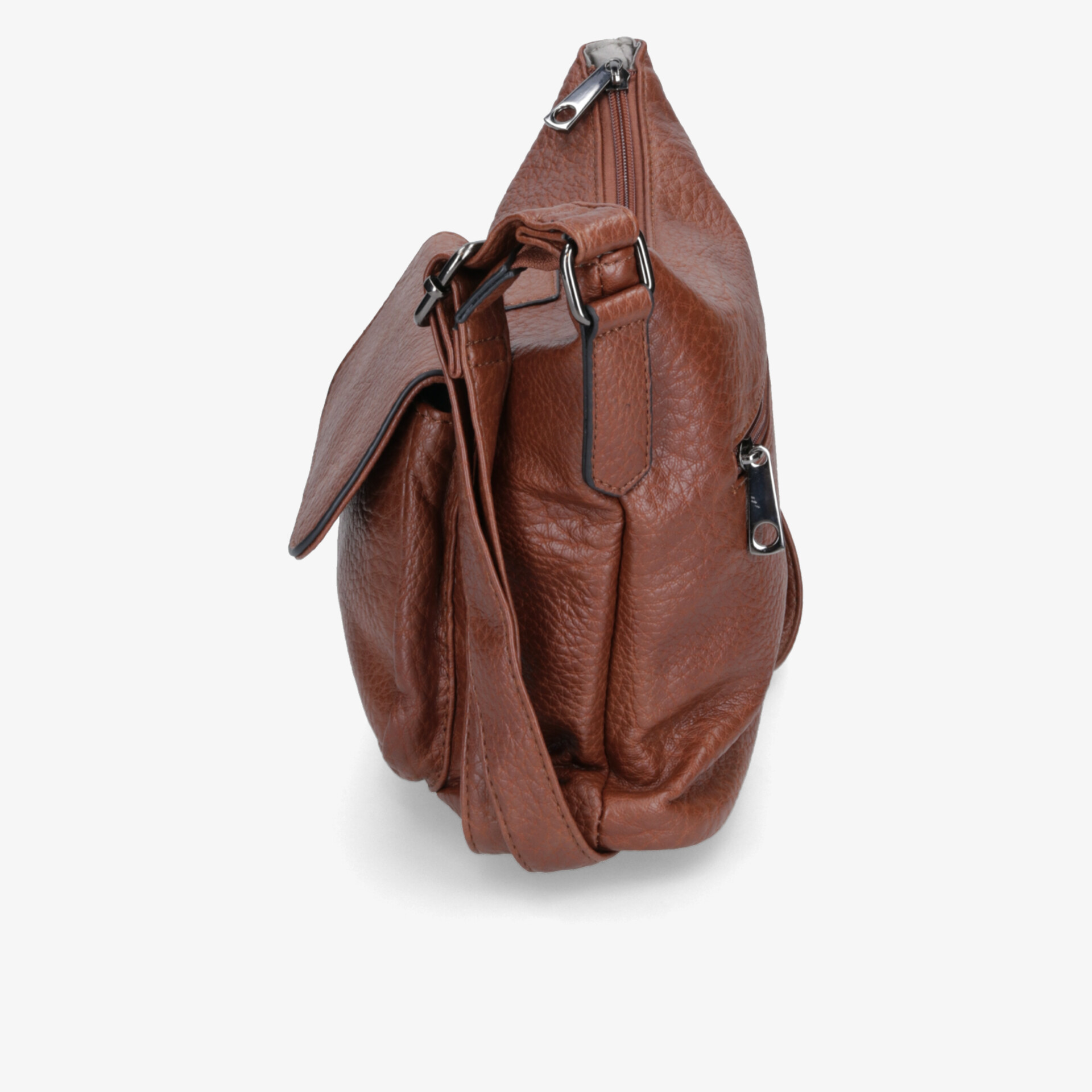 Braune Leder-Schultertasche mit verstellbarem Riemen und mehreren Fächern für optimale Organisation und Alltagstauglichkeit