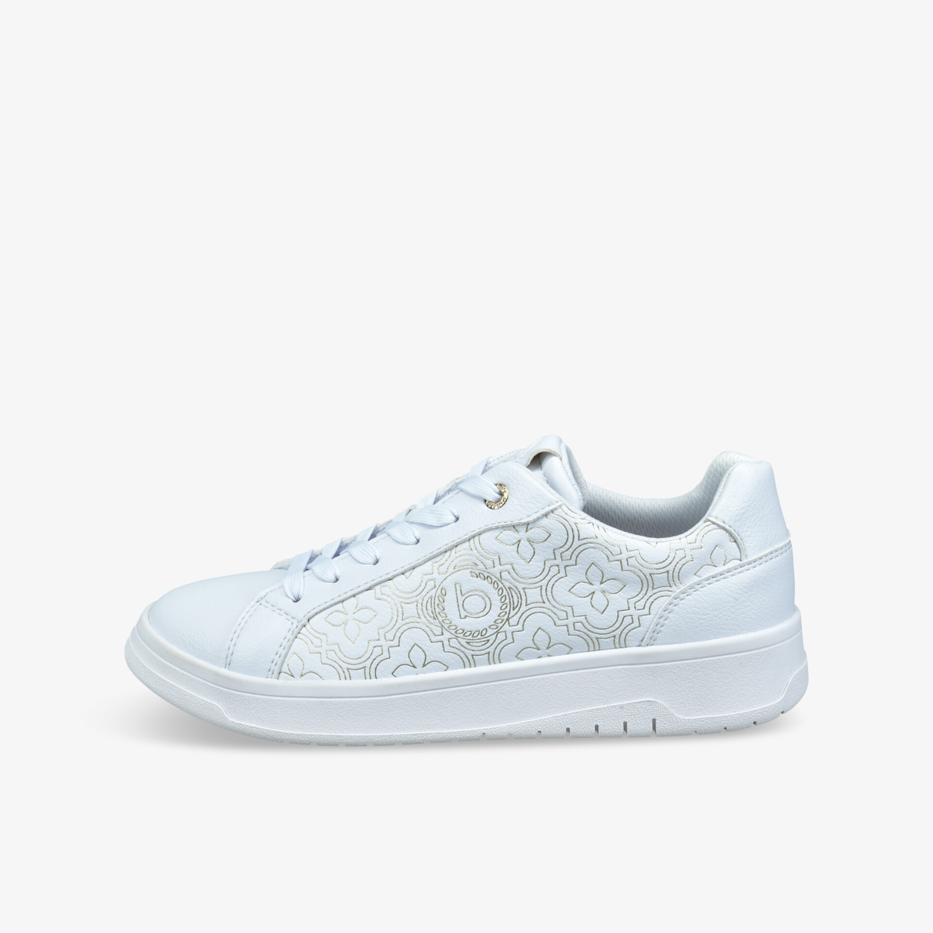 Weißer Sneaker mit modernem, sportlichem Design und flexiblem, leichtem Tragekomfort in seitlicher Ansicht