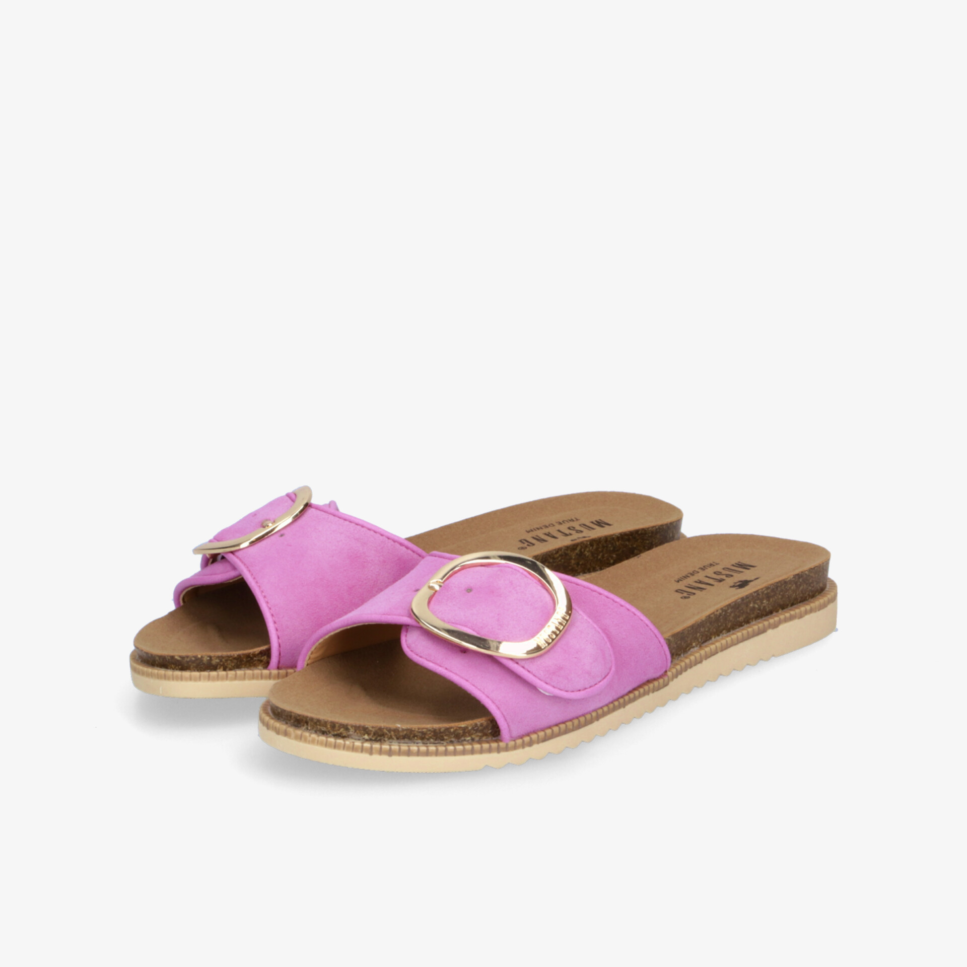 Pinkfarbene Sandalen mit eleganter Rundschnalle und offener Zehenpartie, flache und bequeme Passform