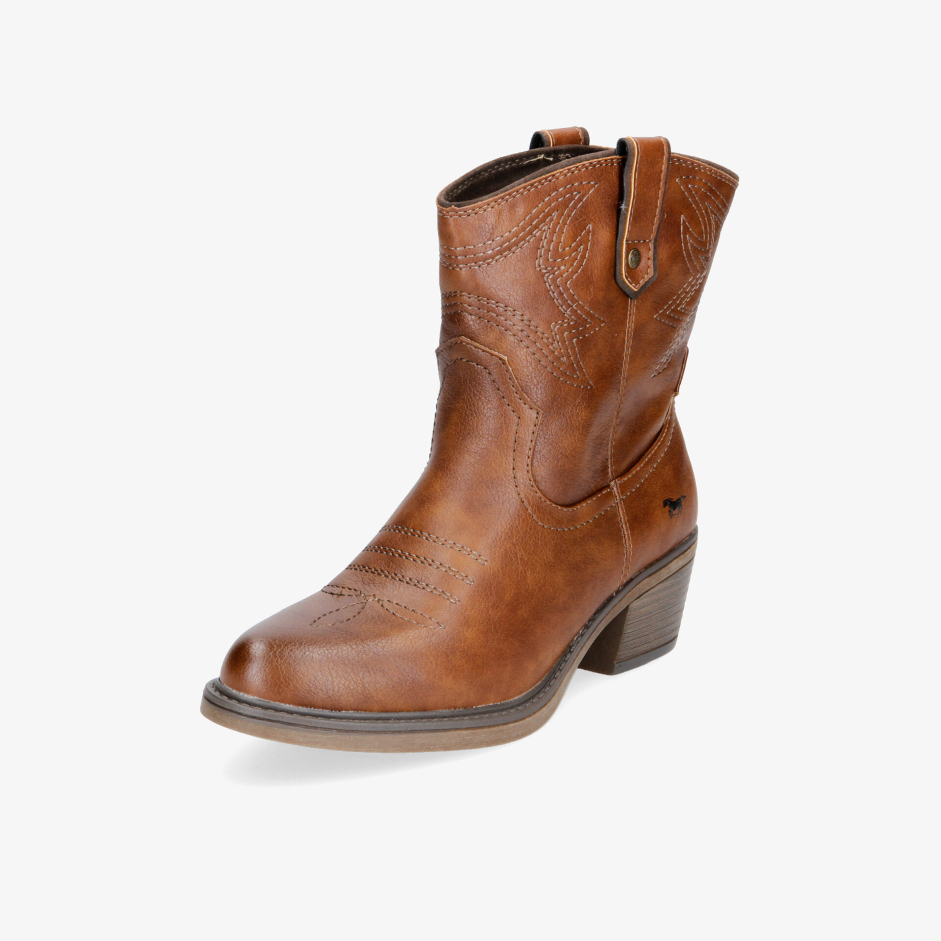 Braune Stiefelette in Lederoptik mit Absatz im Westernstil. Komfortabel und modisch für den täglichen Gebrauch.