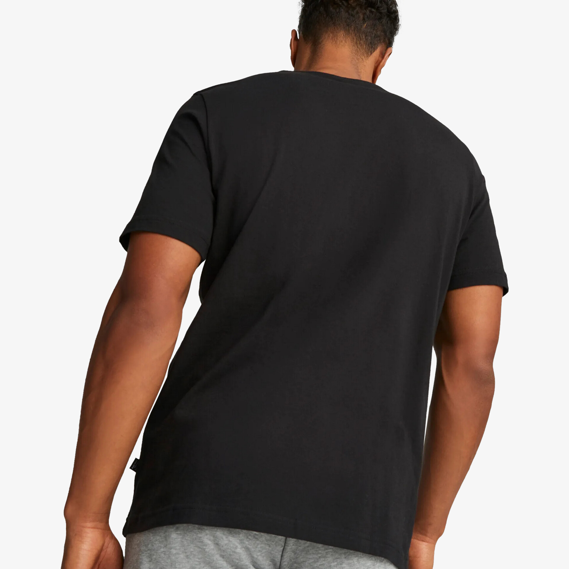 Schwarzes T-Shirt hinten, komfortabler Schnitt, weiches Material, lässige Passform für täglichen Komfort