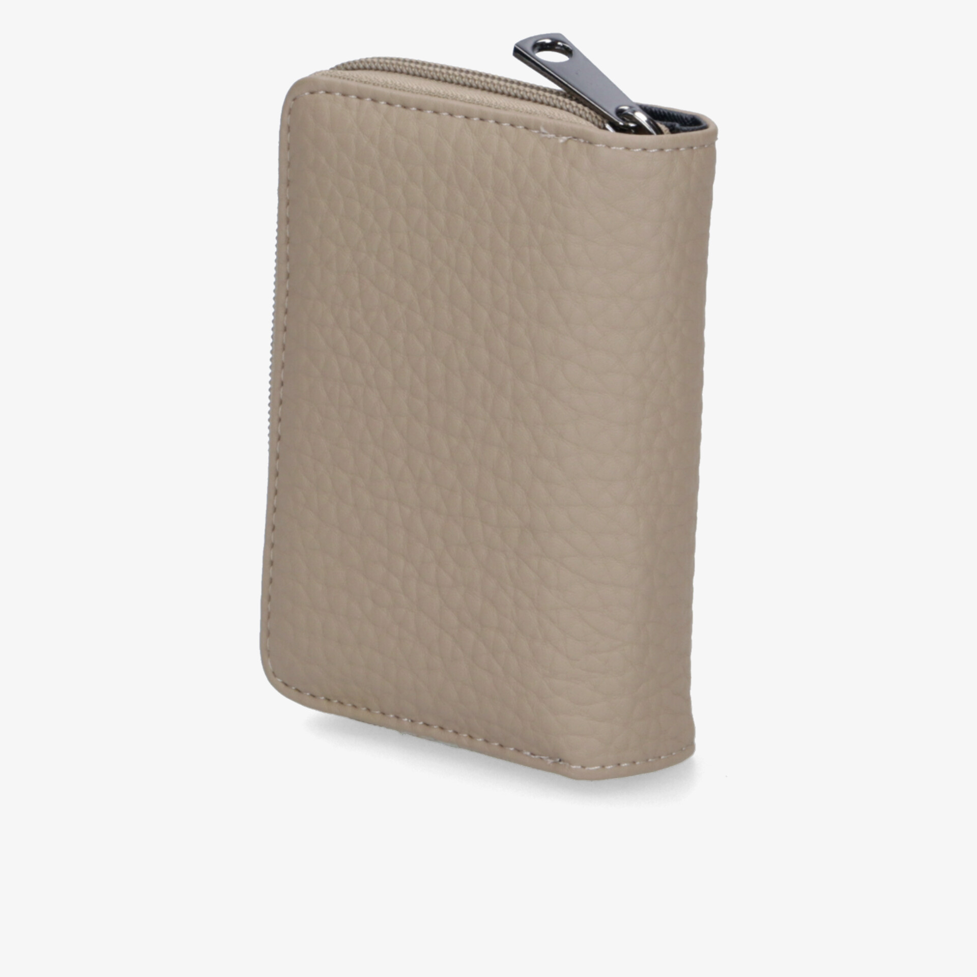 Kompakte Tasche in Beige mit stabilem Reißverschluss und feiner Struktur, ideal für den Alltag