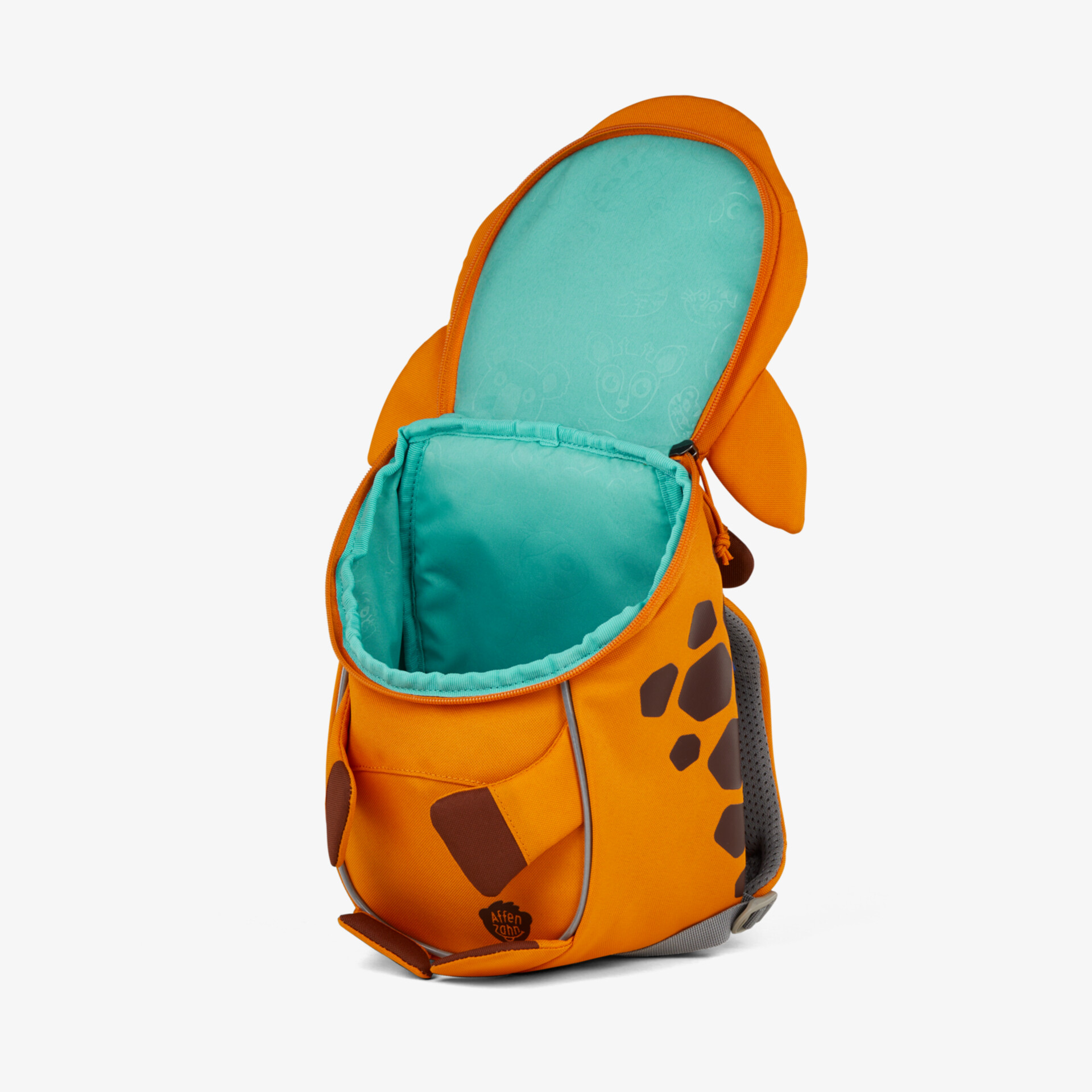 Leuchtend orangefarbener Kinderrucksack mit Tiermotiv, geräumig und mit gepolstertem Griff für einfachen Transport