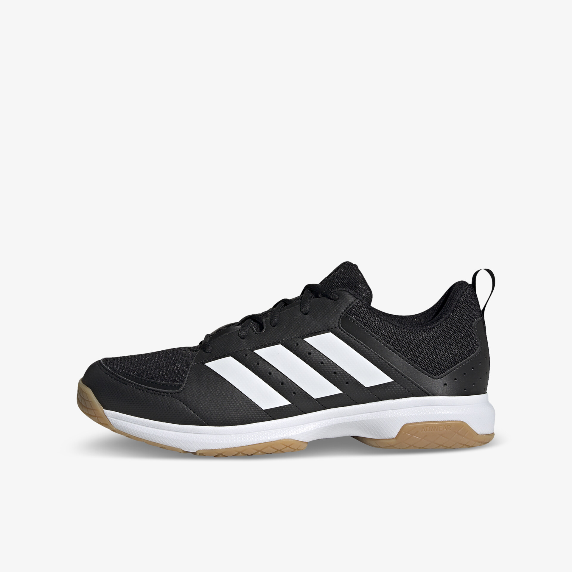 Schwarzer sportlicher Sneaker mit weißen Streifen und rutschfester Sohle für komfortable und langlebige Nutzung