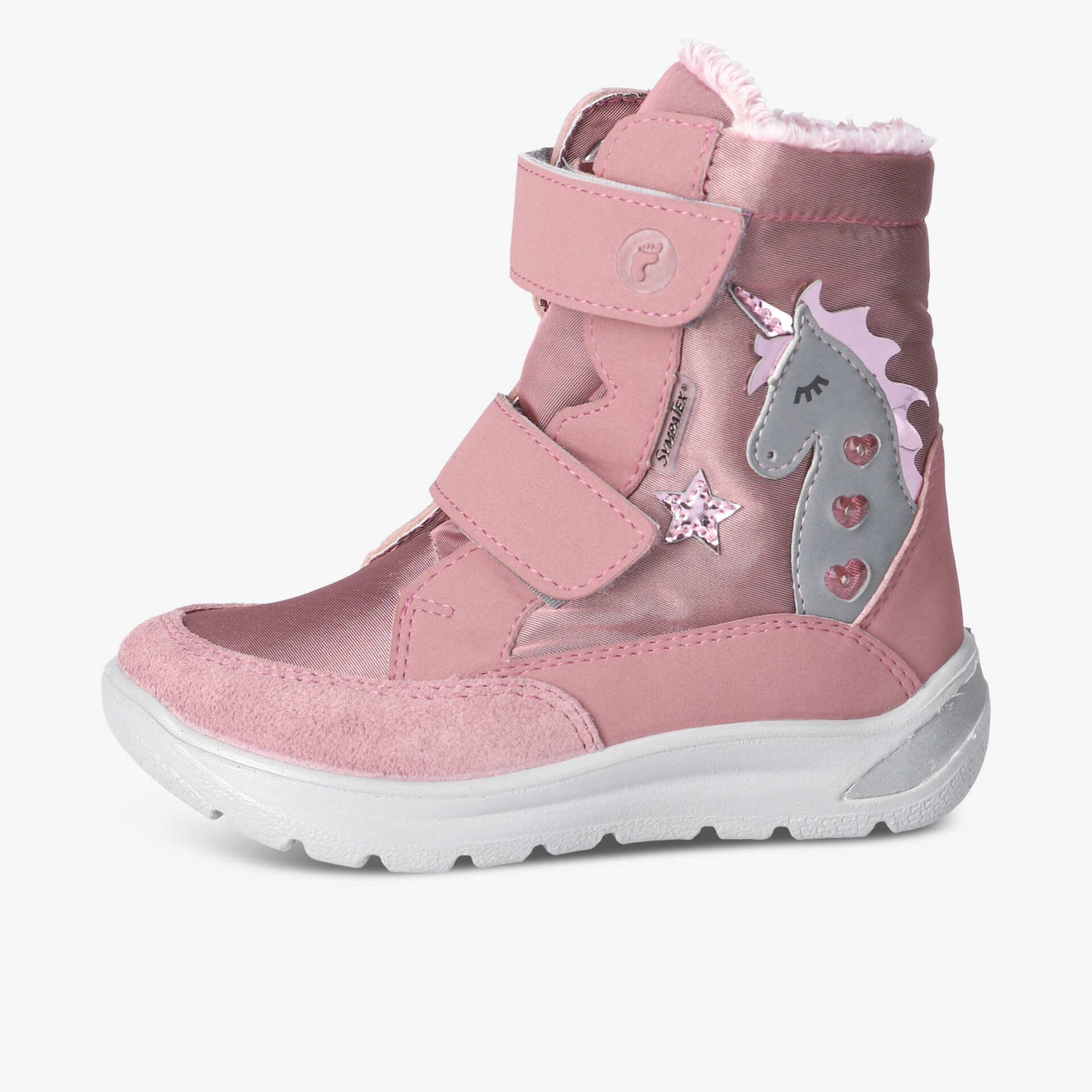 Warmer rosa Winterstiefel mit Klettverschlüssen, weicher Innenausstattung und robuster Sohle für Kinder