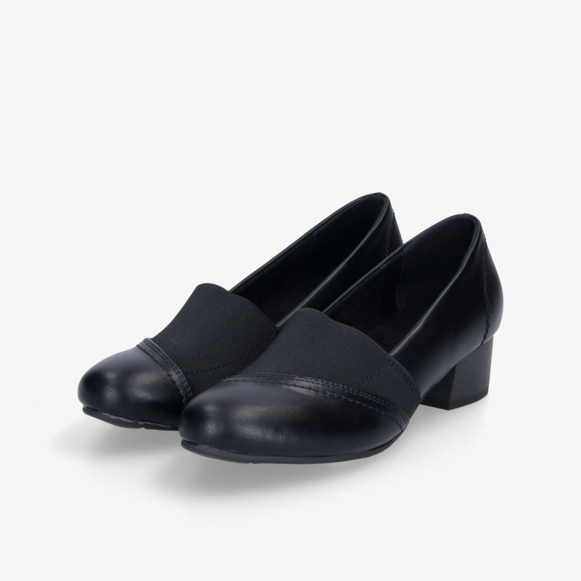 Elegante schwarze Pumps mit mittelhohem Absatz und elastischem Einsatz für perfekten Sitz und hohen Tragekomfort