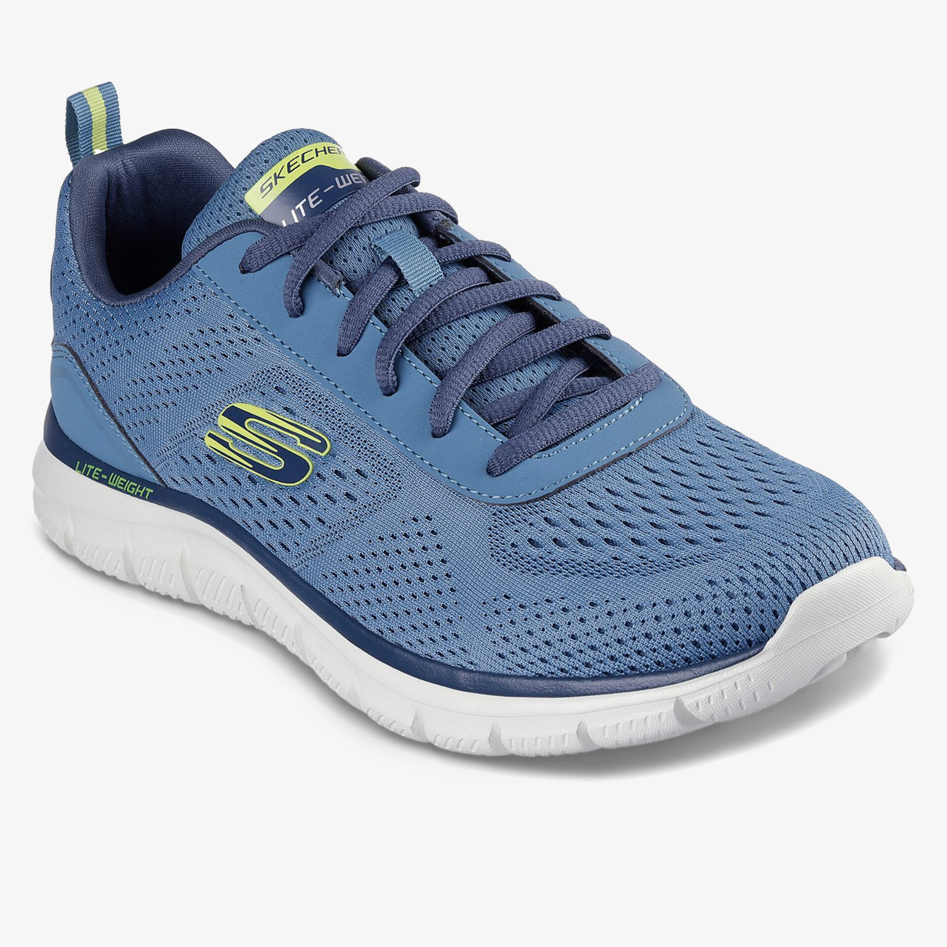 Leichter blauer Sneaker mit atmungsaktivem Mesh-Einsatz und komfortabler Sohle.