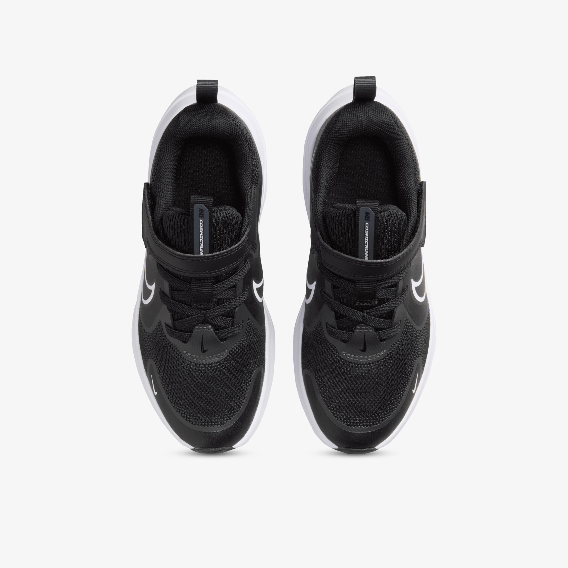 Schwarze Sneaker im Paar in Draufsicht, schnürbar, sportlich und bequem mit strapazierfähigem Material