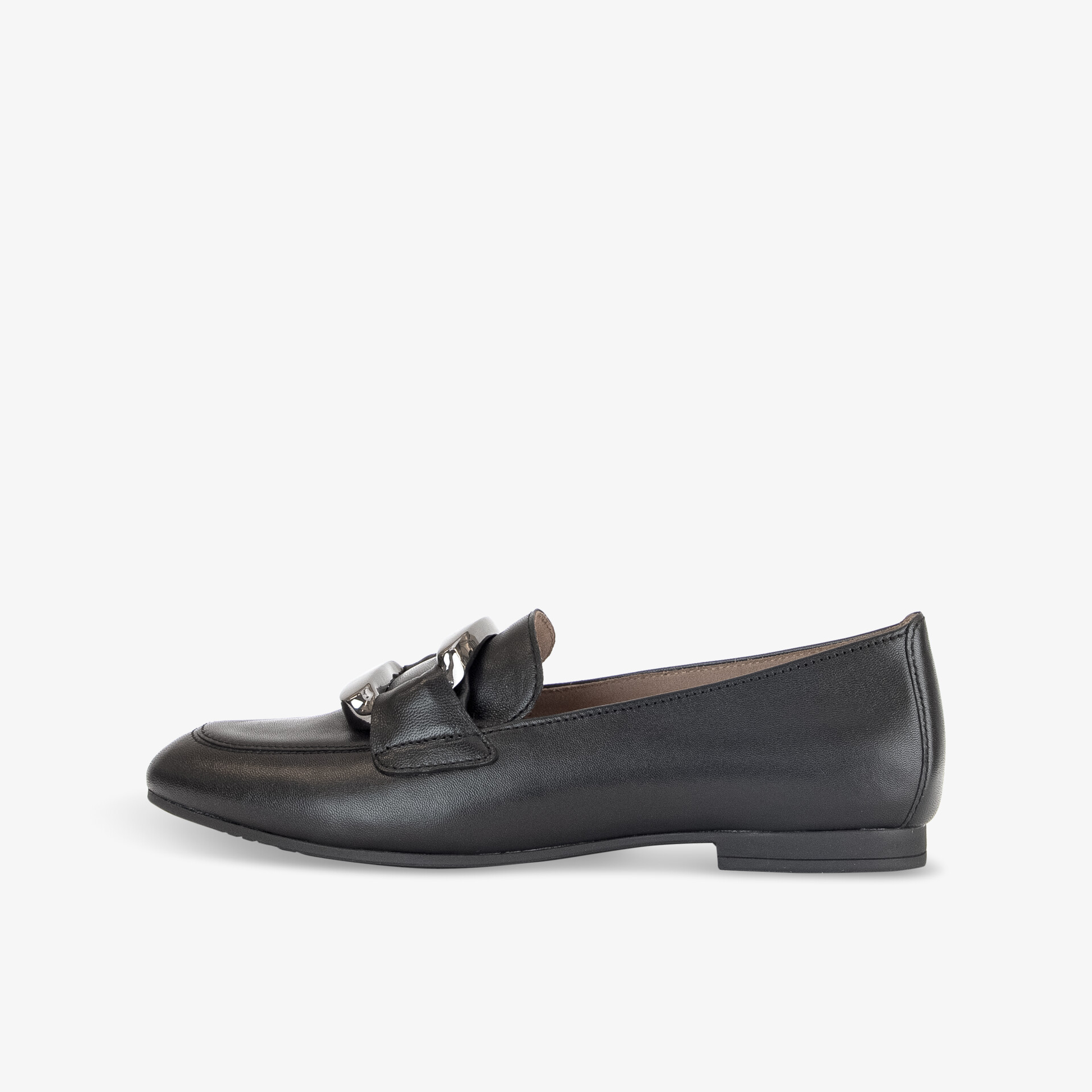 Eleganter schwarzer Lederloafer mit stilvoller Schnalle für optimalen Tragekomfort und klassischen Look.