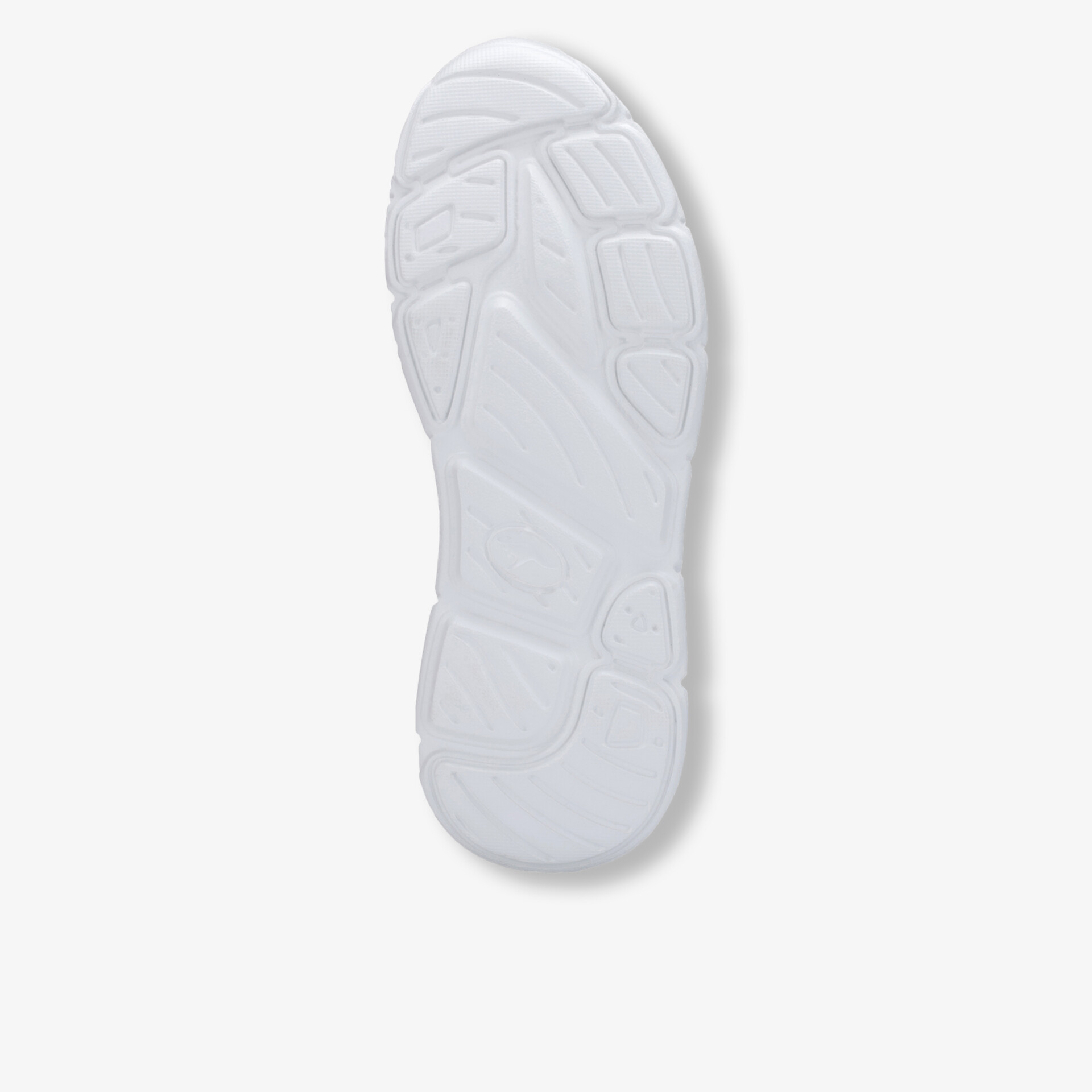 Weiße flexible Schuhsohle mit rutschfestem Profil für sicheren Halt und komfortables Gehen