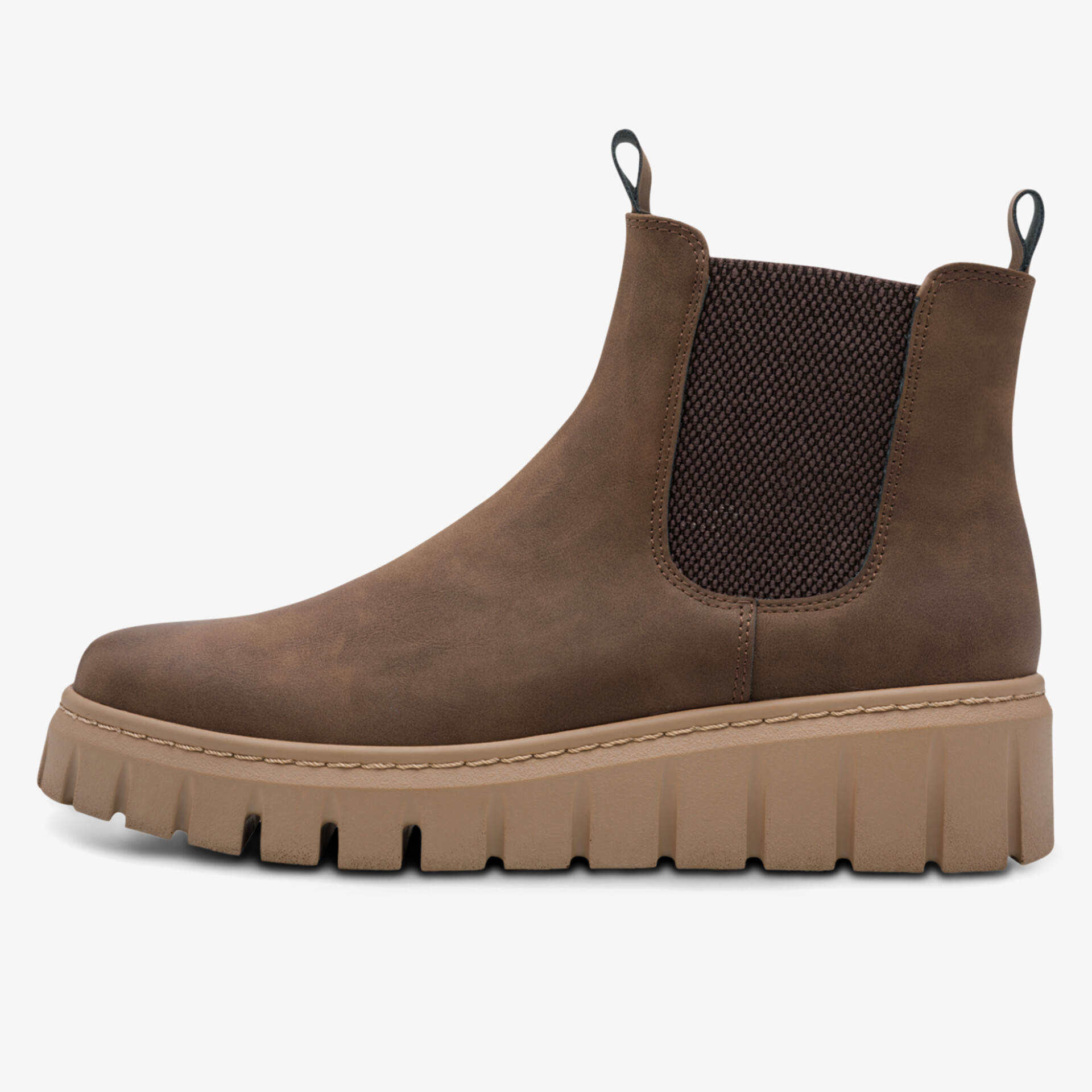 Brauner Chelsea Boot mit elastischem Seitenteil und profilierter Sohle für hohen Tragekomfort und modischen Look