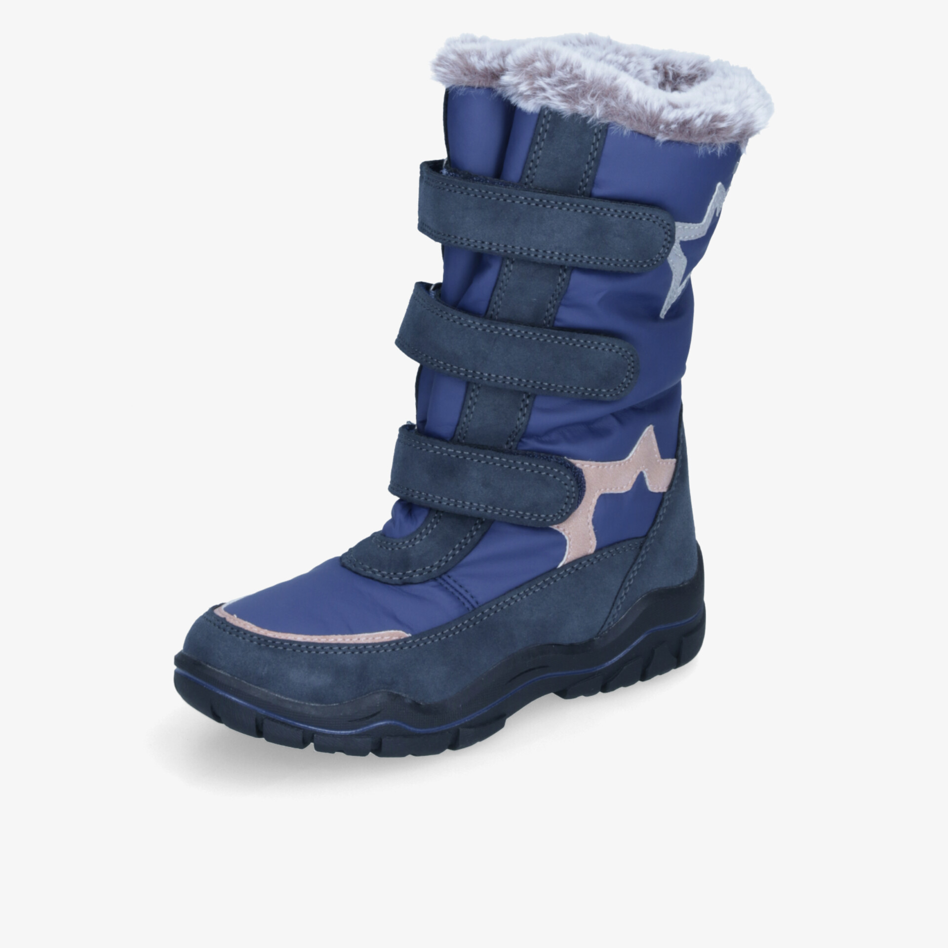 Warmer blauer Winterstiefel mit weichem Fellfutter und rutschfester Profilsohle für optimalen Komfort und Schutz