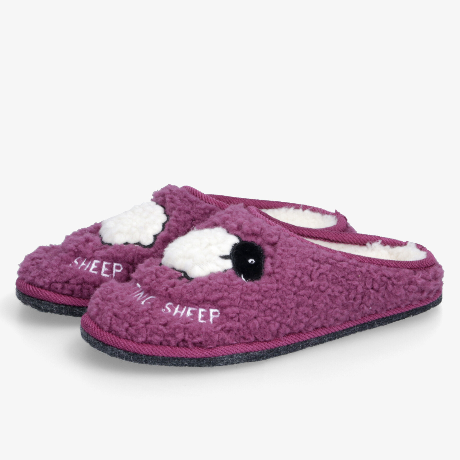Bequeme, kuschelige Hausschuhe mit weichem Material und rutschfester Sohle im niedlichen Schafdesign als Paar
