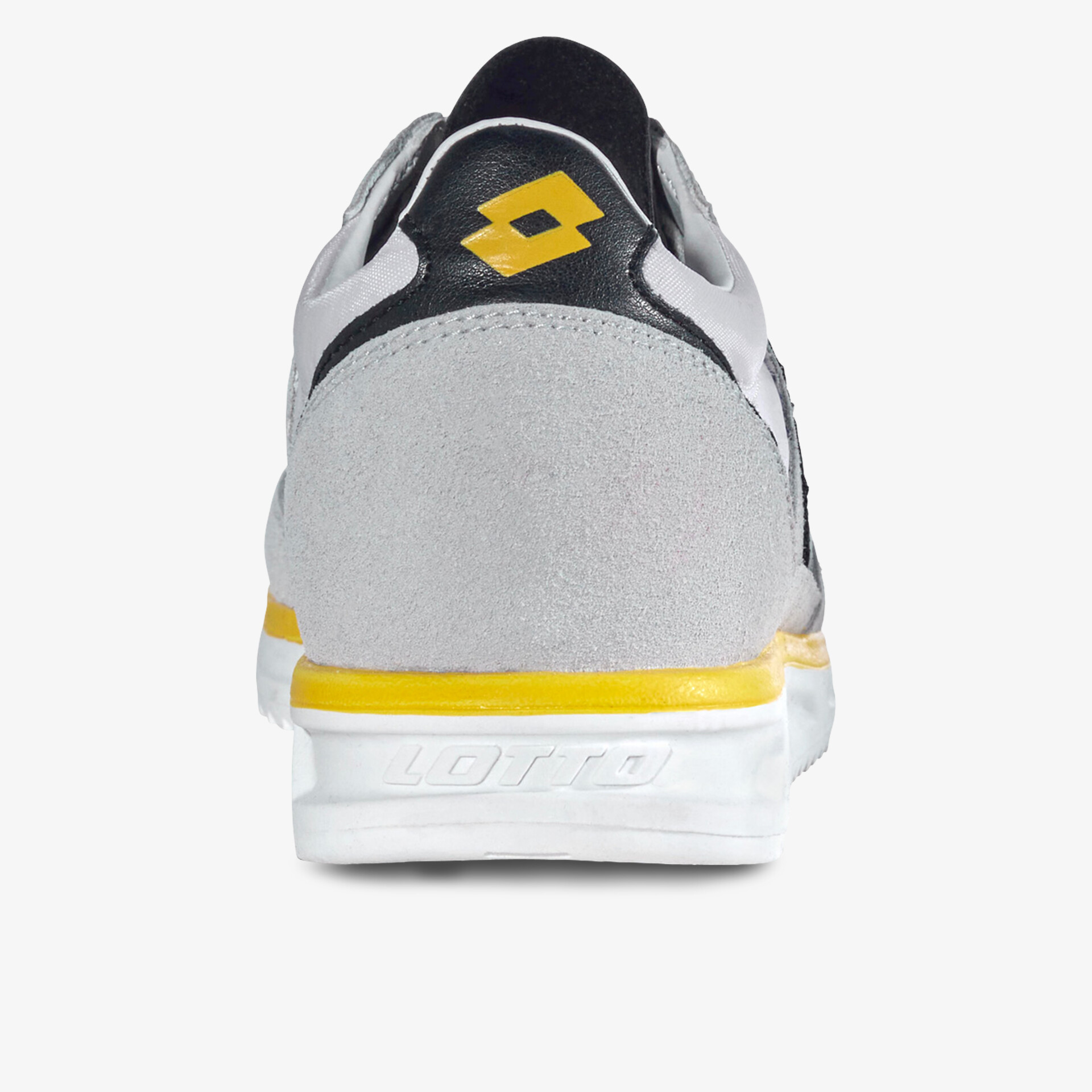 Grauer Sportschuh mit gelber Sohle, ideal für sportliche Aktivitäten