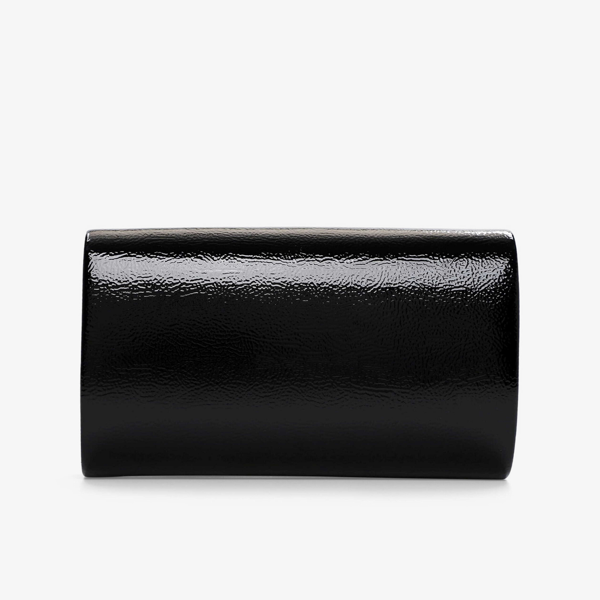 Elegante schwarze Clutch mit glänzender, glatter Oberfläche und schlichtem, kompakt hochwertigem Design