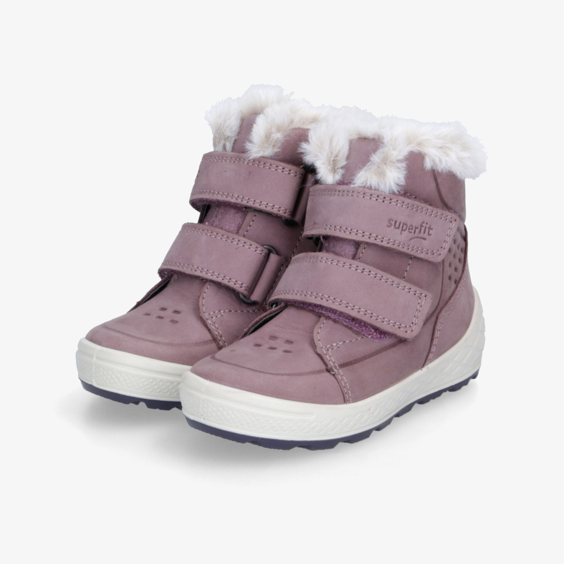 Warme lila Winterschuhe mit weichem Futter, rutschfester Sohle und praktischen Klettverschlüssen für sicheren Halt