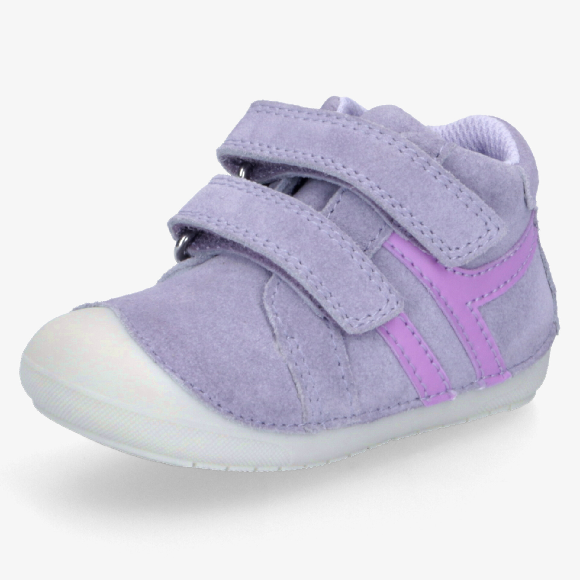 Bequemer lila Schuh mit Klettverschluss und rutschfester Sohle, ideal für stilvolle Alltagstrends.