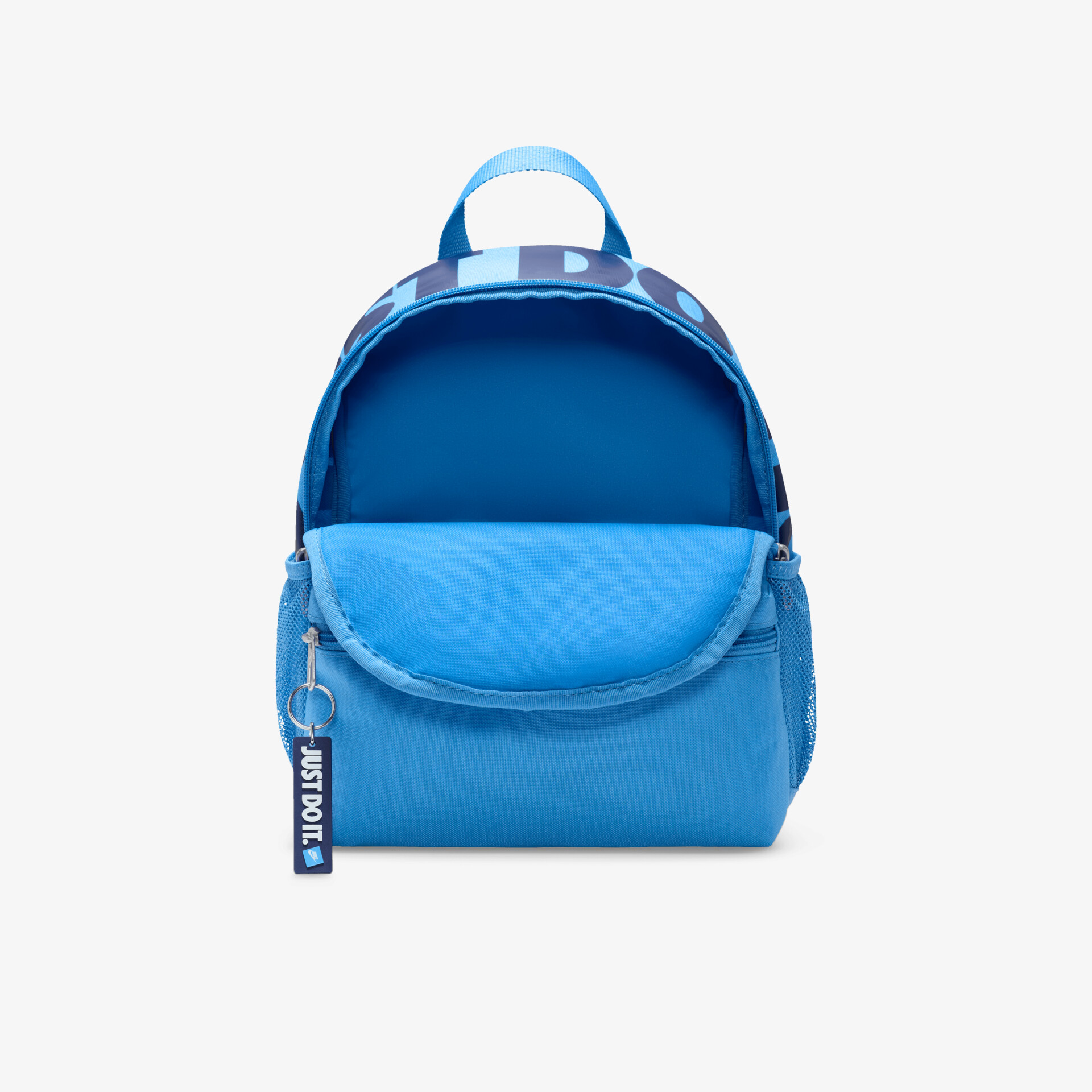 Blauer kompakter Rucksack mit geschlossenem Hauptfach und frontseitiger Tasche, robust und praktisch