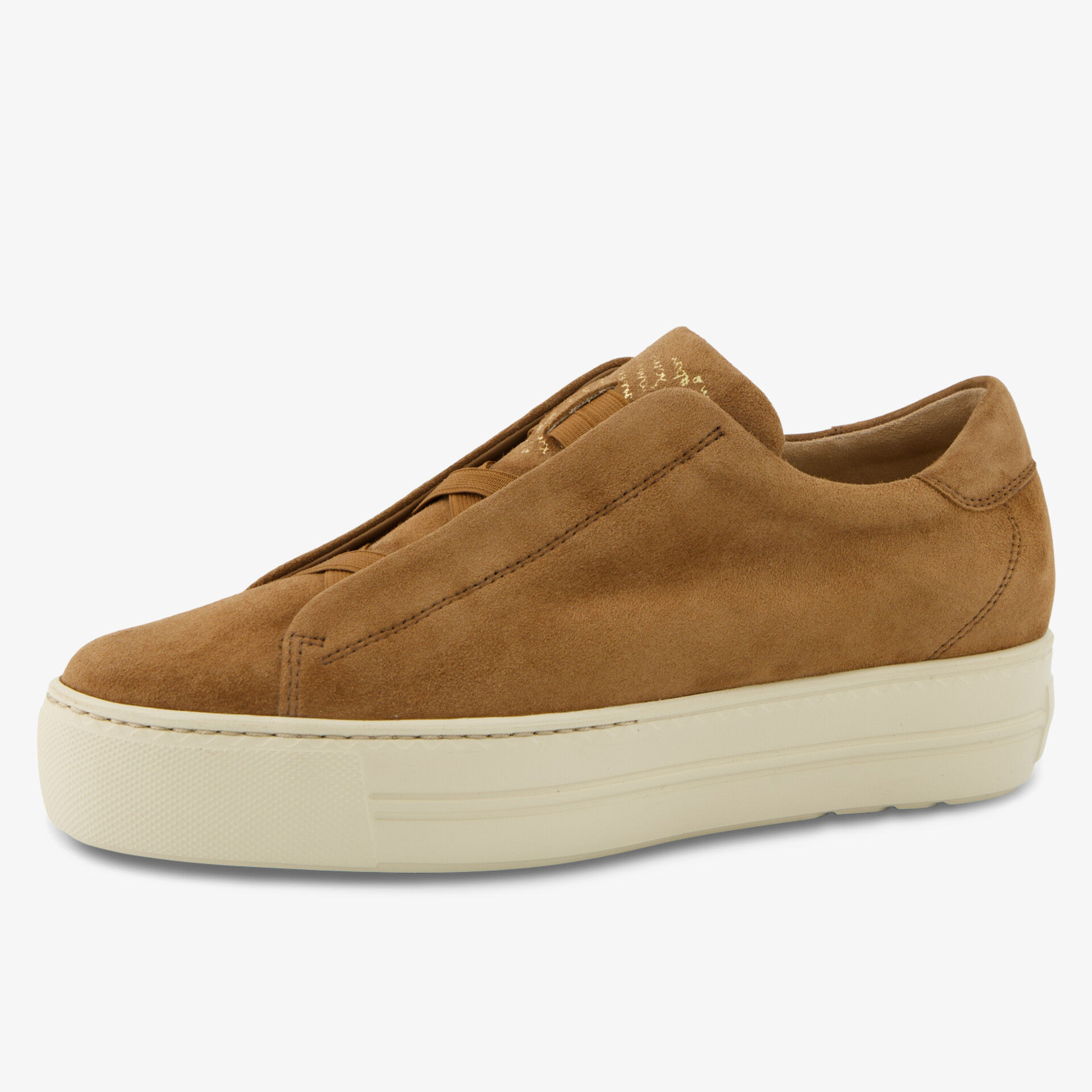 Moderner brauner Wildleder-Sneaker mit Plateau-Sohle für höchsten Komfort und stilvolle Lässigkeit.