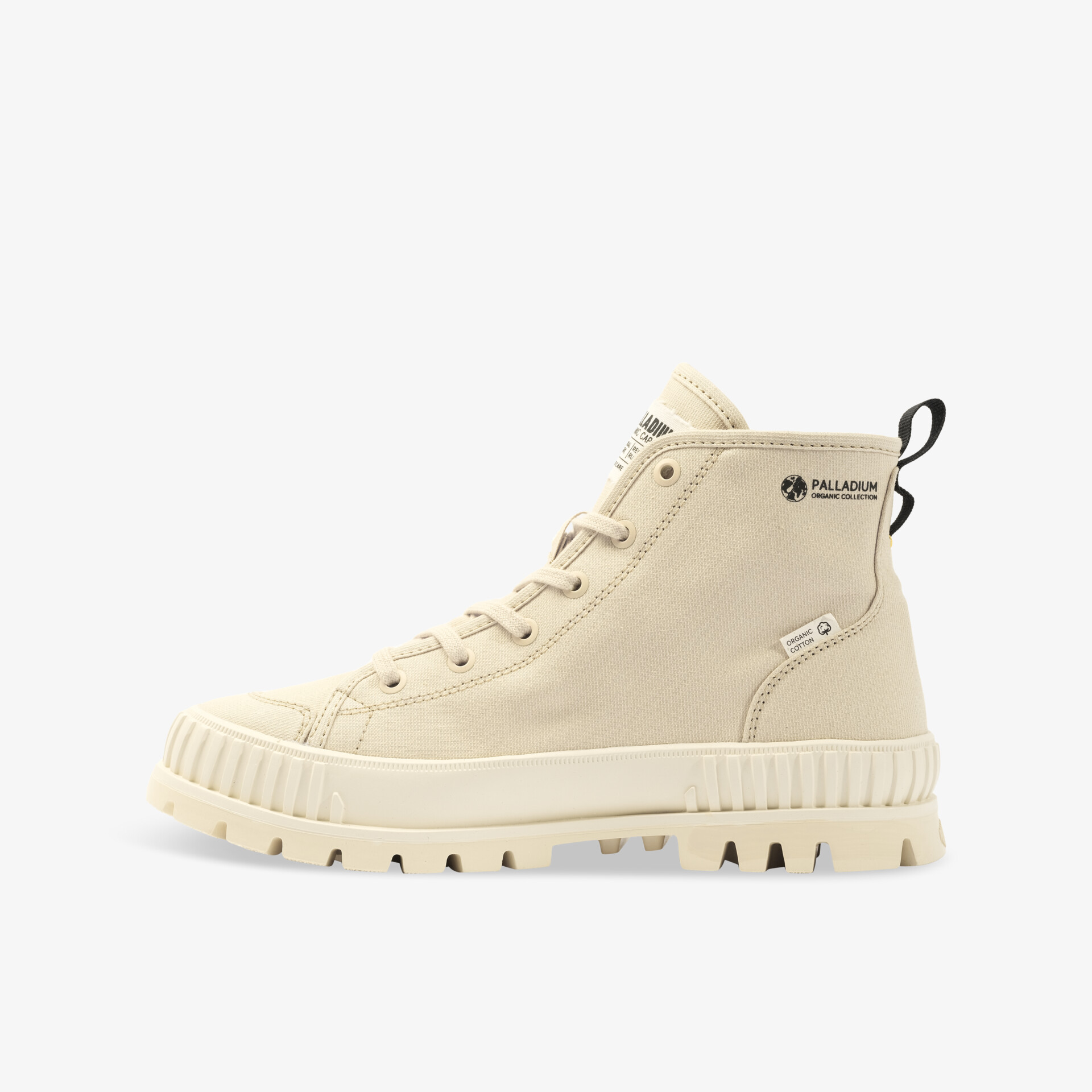 Beige High-Top-Sneakers mit robuster Sohle und modernem Design für vielseitigen Stil.