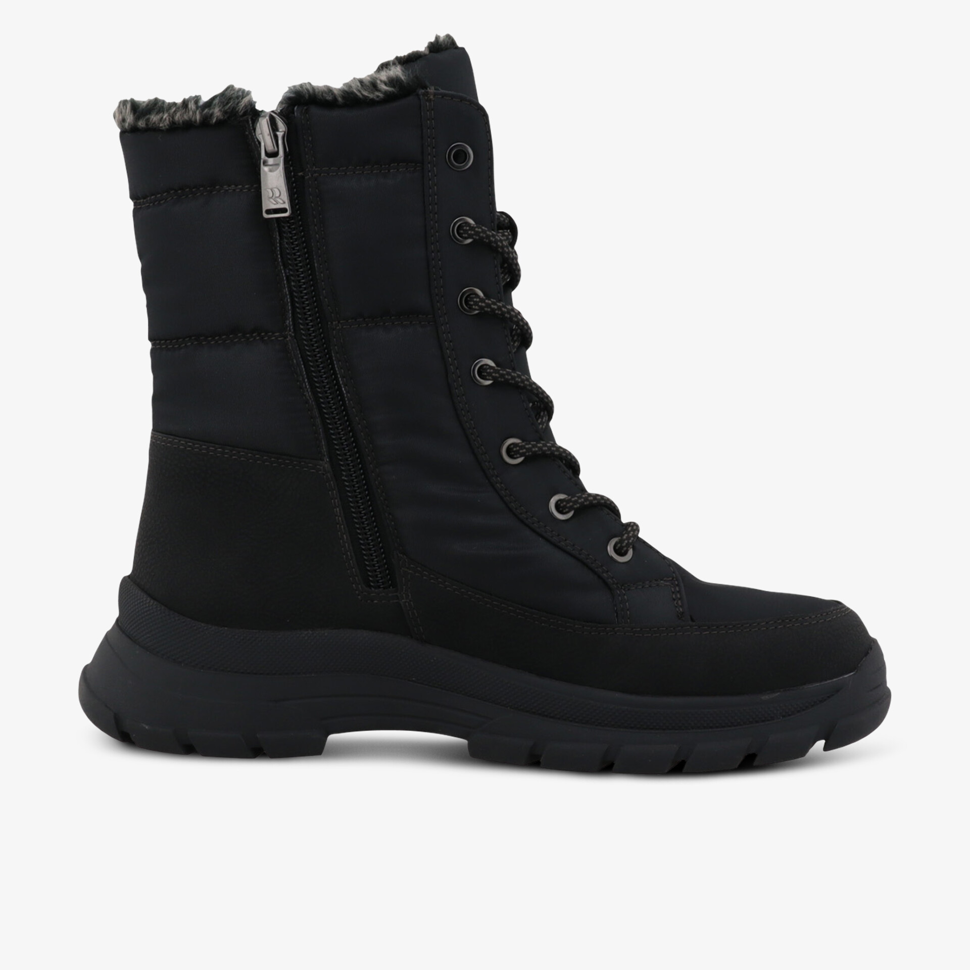 Warmer Winterstiefel mit regulierbarer Schnürung und Reißverschluss, rutschfeste Profilsohle und komfortabler Passform