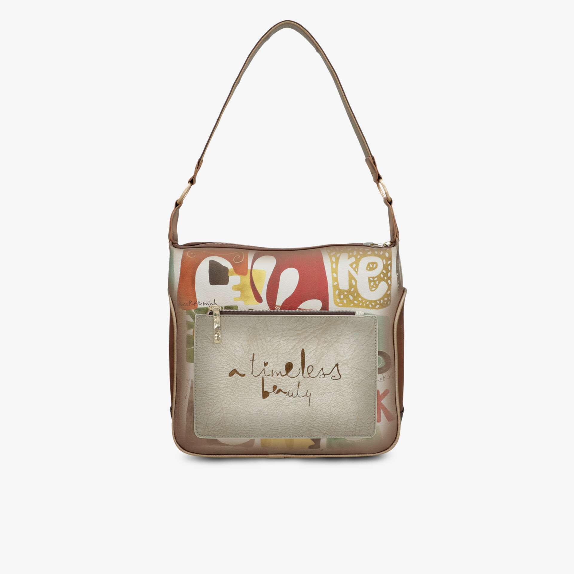 Vielseitige Schultertasche mit farbenfrohem, kunstvollem Print. Ideal für den täglichen Gebrauch.