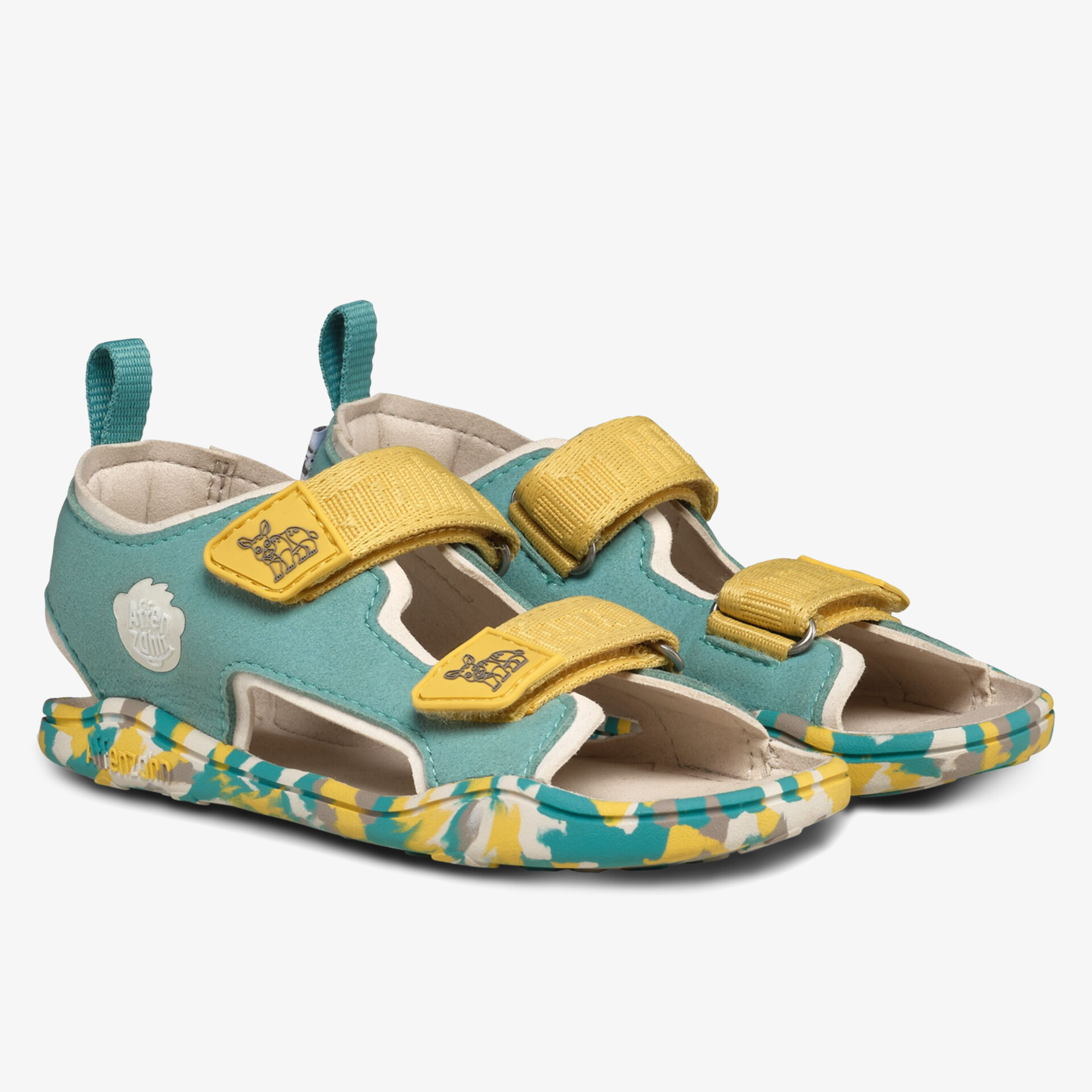 Bunte Sandalen mit verstellbarem Klettverschluss und komfortabler, gemusterter Sohle für angenehmes Tragegefühl