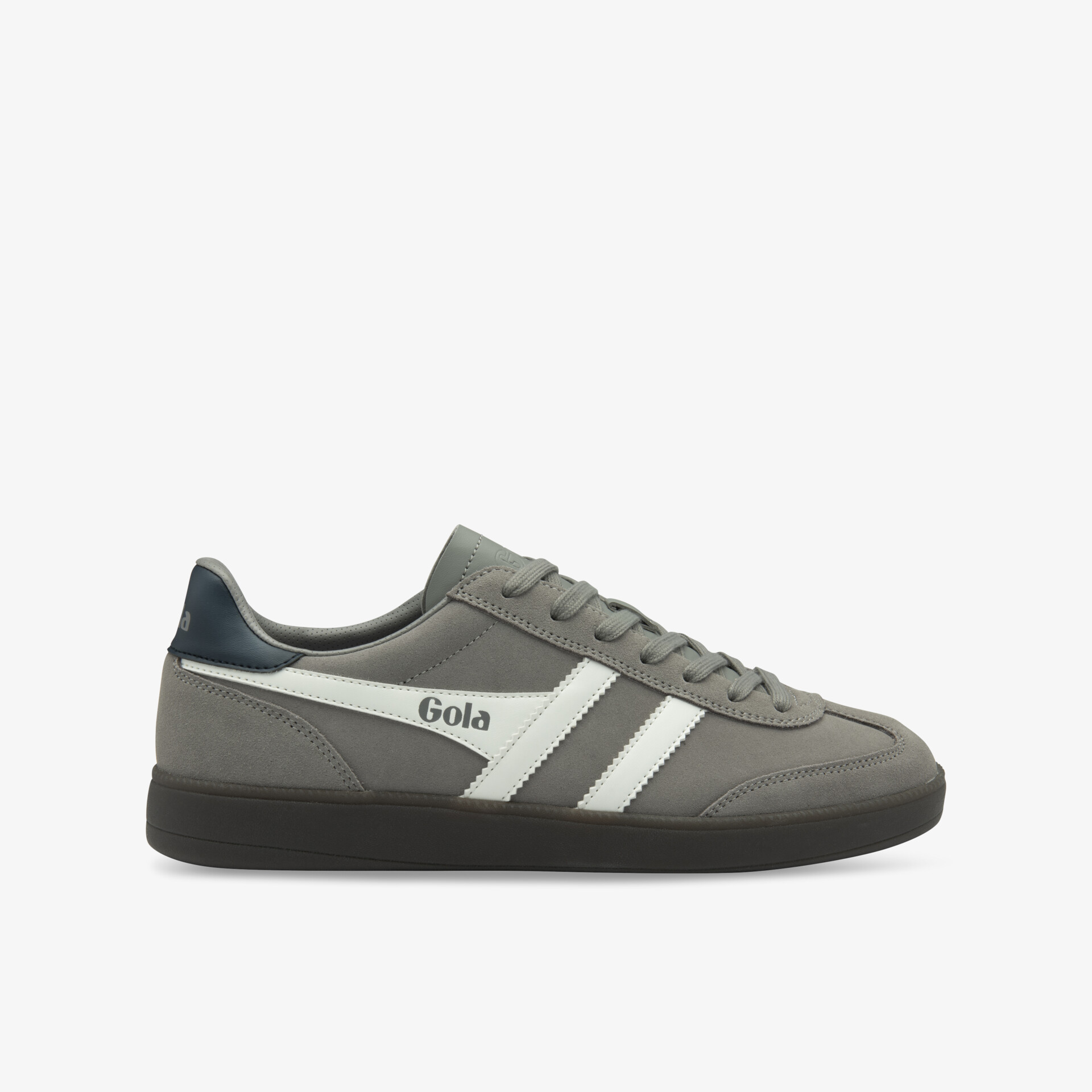 Gola Sneaker in grauer Farbe mit weißem Logo und schnürsenkeln, sportlich und bequem für den Alltag