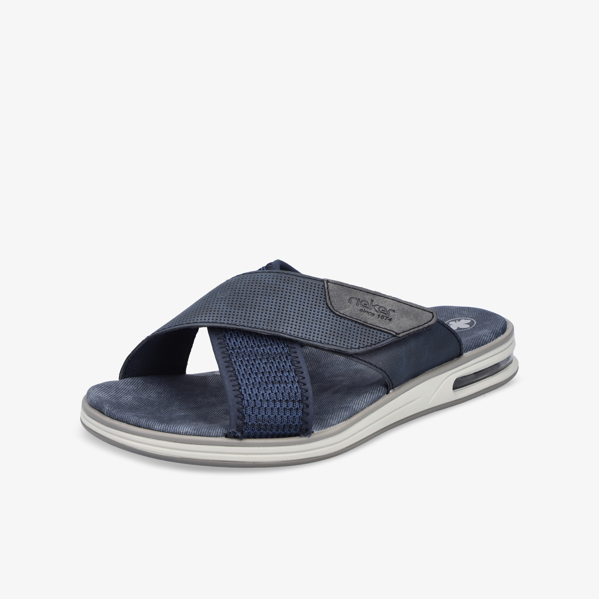 Bequeme blaue Slip-In Pantolette mit weichem Fußbett und rutschfester Sohle für entspannte Alltagsschritte