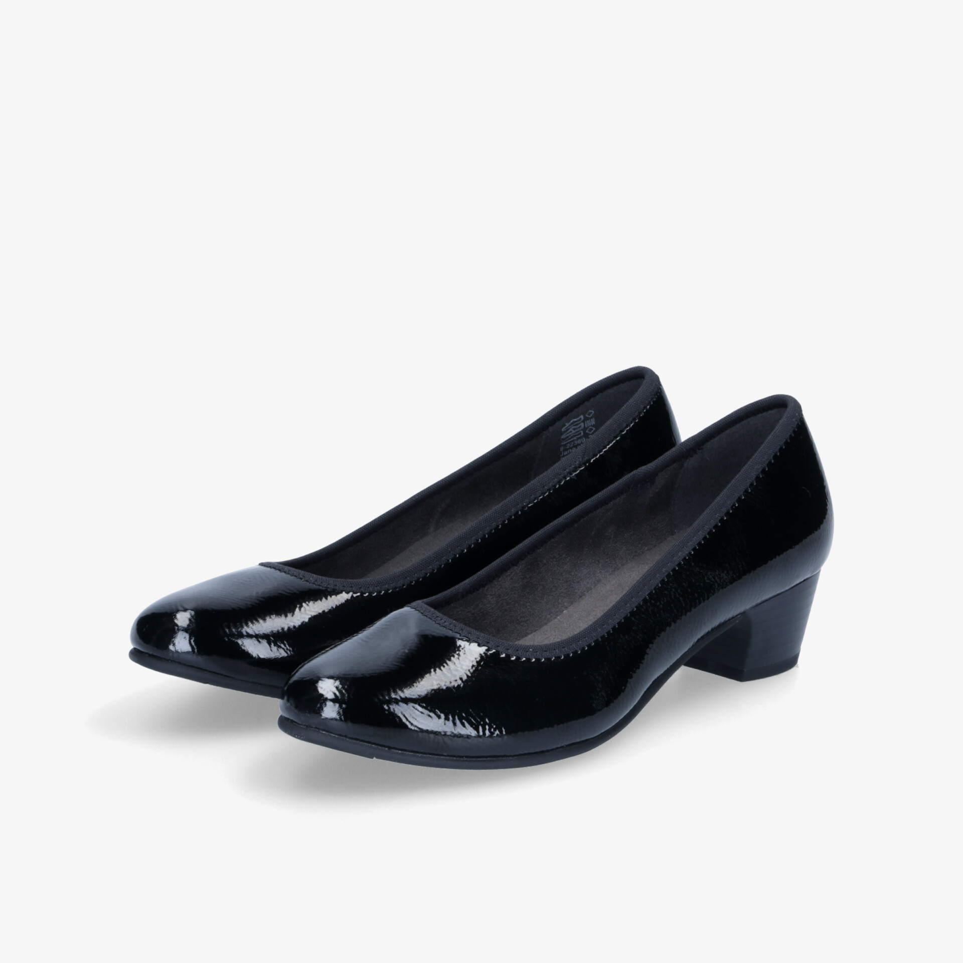 Elegante schwarze Lackschuhe mit komfortablem Blockabsatz für einen klassischen Look bei jeder Gelegenheit.