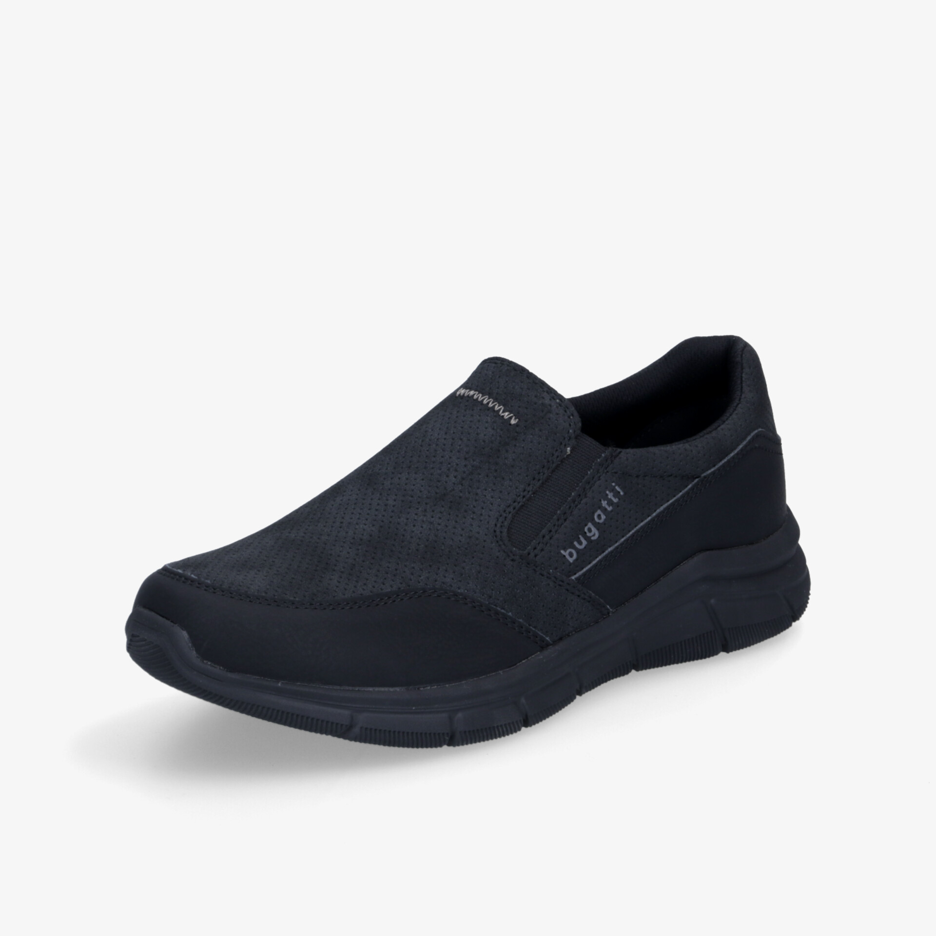 Bequemer, leichter Slip-On-Schuh in Schwarz mit rutschfester Sohle für flexiblen Tragekomfort.