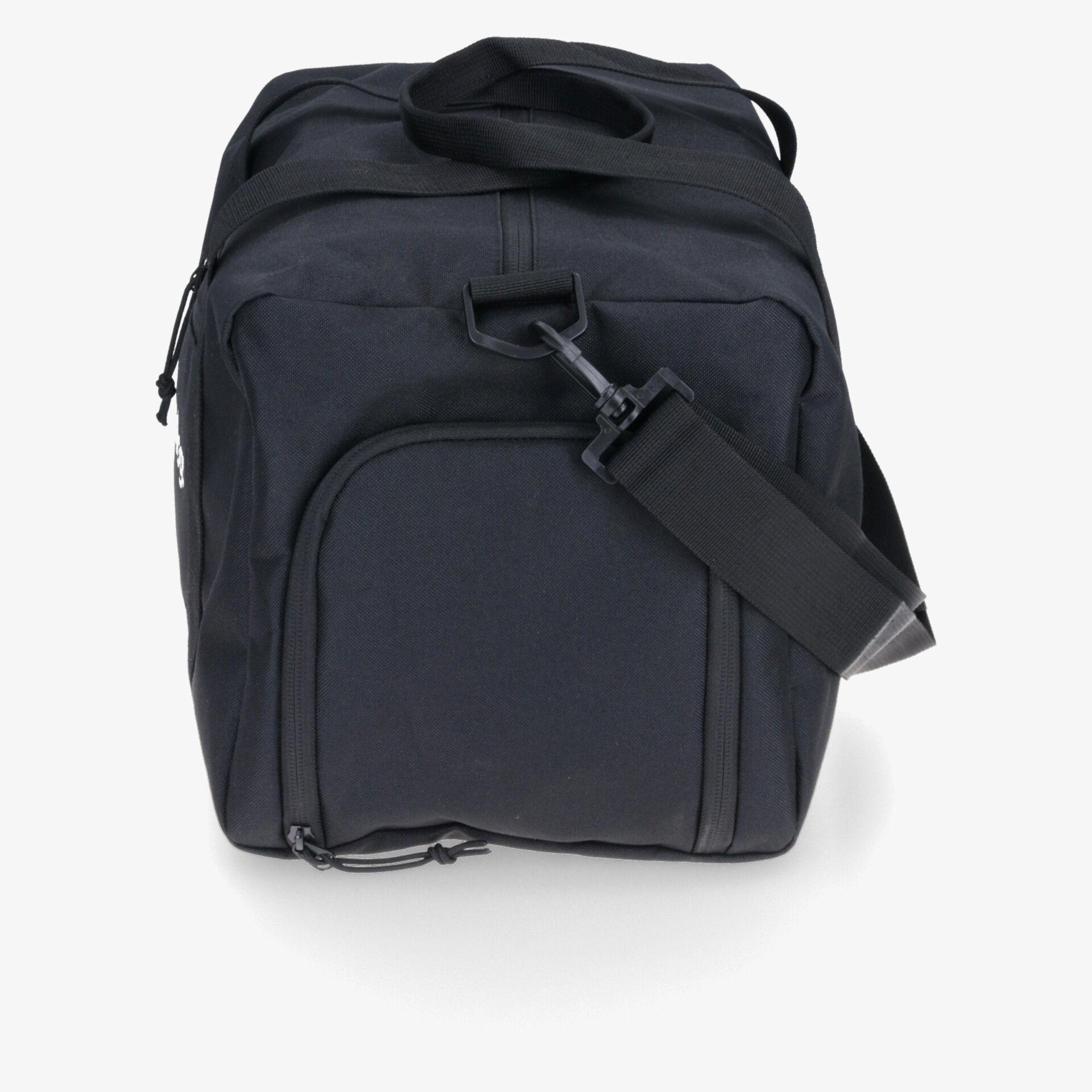 Robuste schwarze Umhängetasche mit geräumigem Hauptfach und verstellbarem Schulterriemen, praktische Außentasche