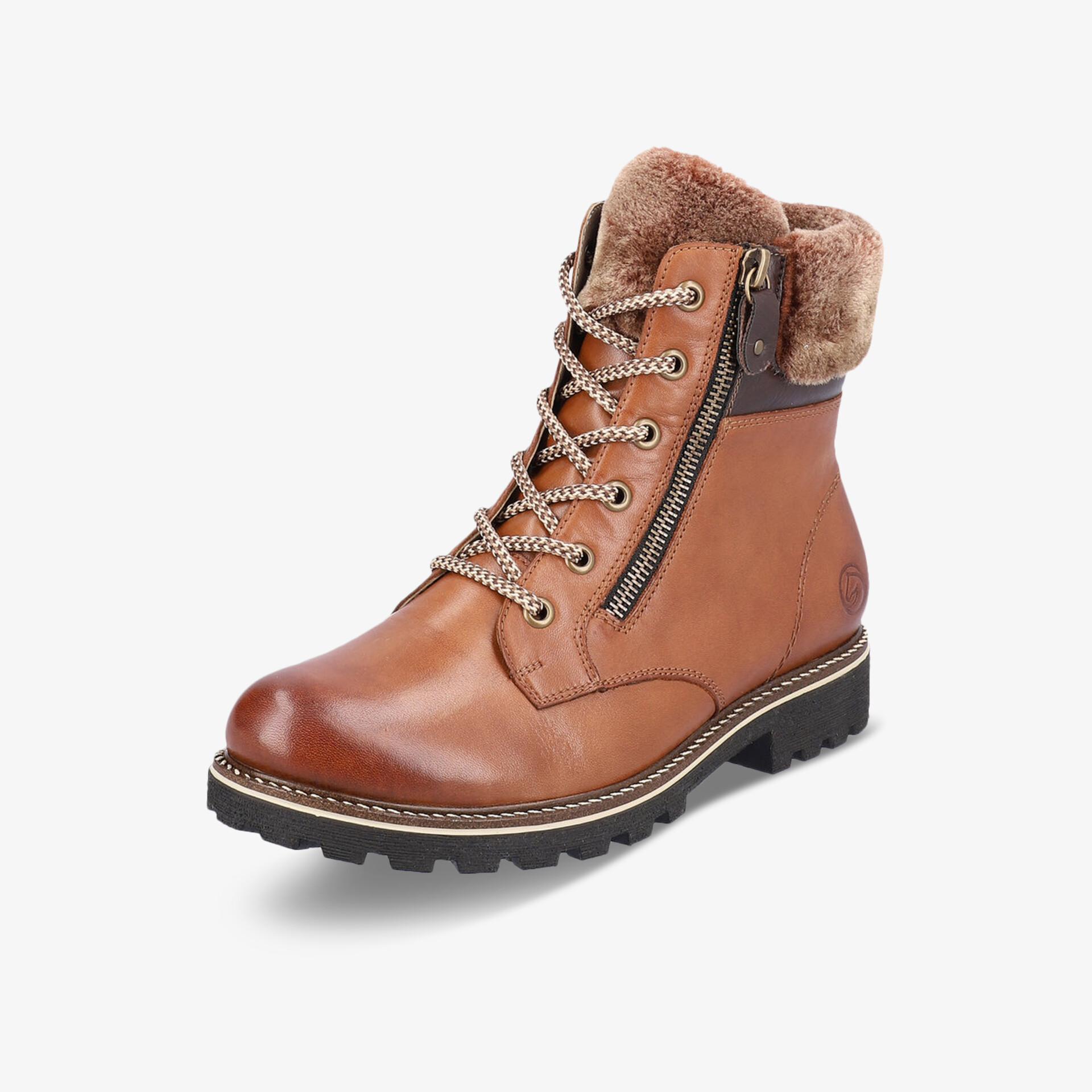 Hochwertiger Leder-Winterstiefel mit Warmfutter, Reißverschluss, Schnürung und rutschfester Sohle