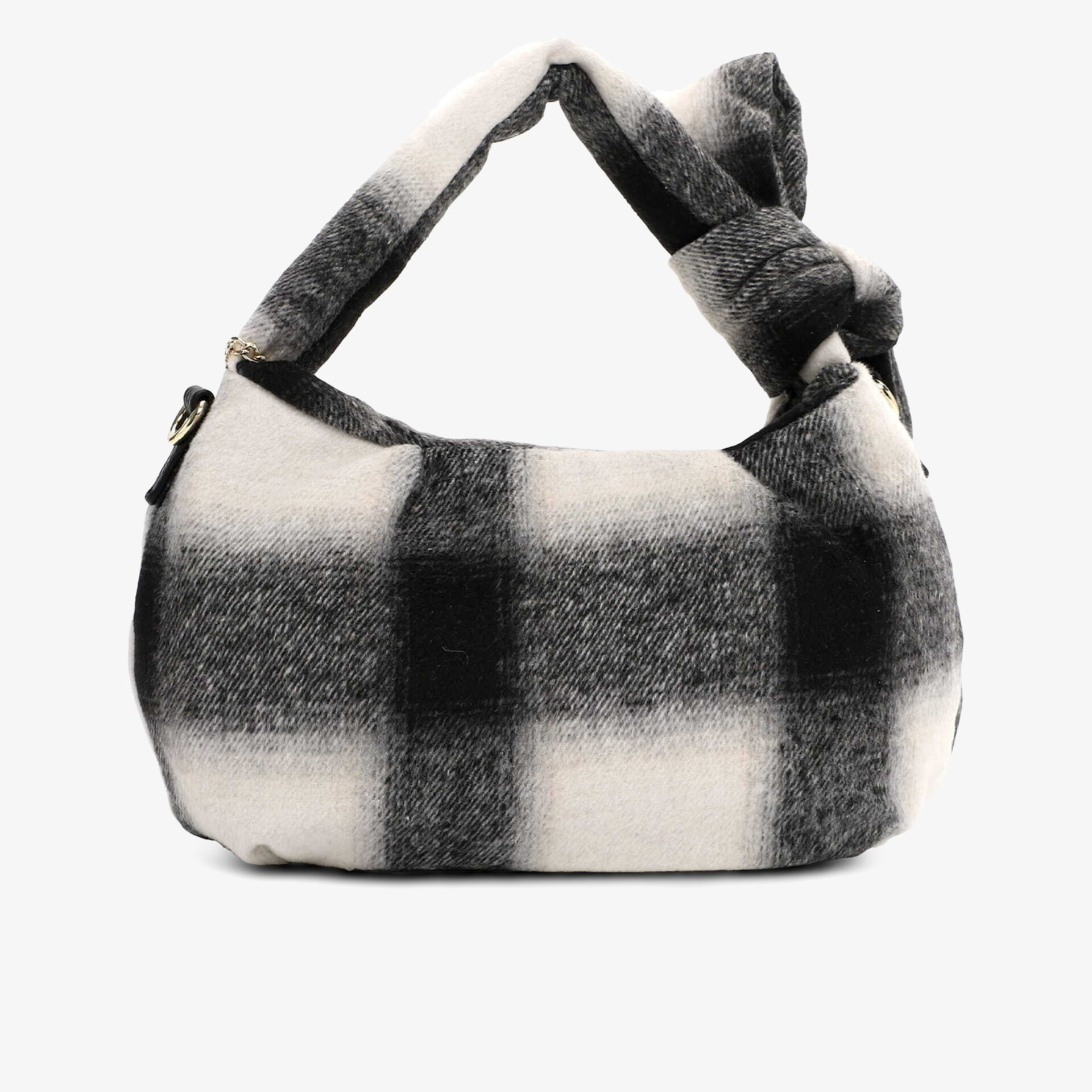 Weiche Tasche mit kariertem Muster in Schwarz und Weiß, kuschelig und modisch gestaltet