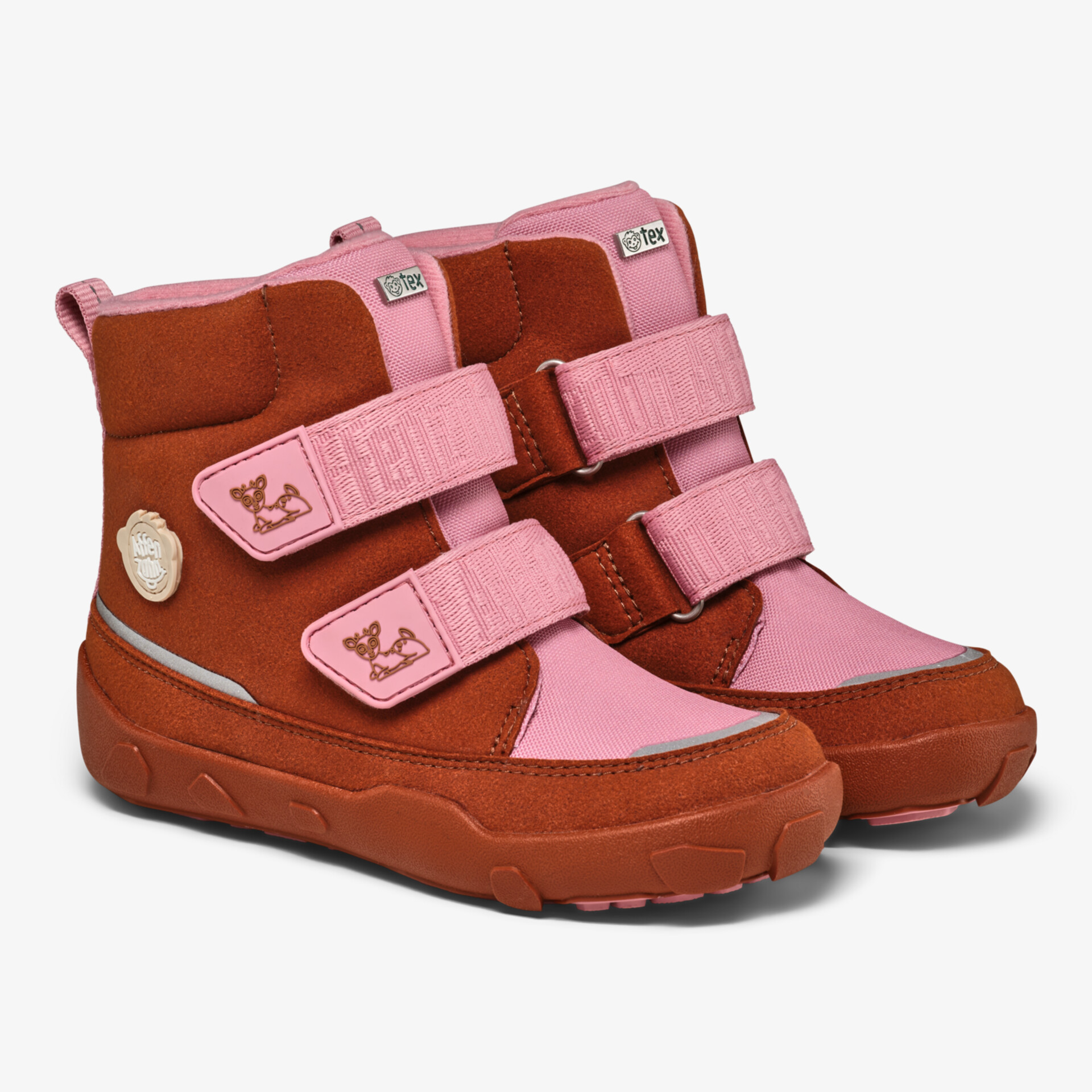 Robuste zweifarbige Stiefel mit Klettverschlüssen und rutschfester Sohle, warm und komfortabel für kalte Tage