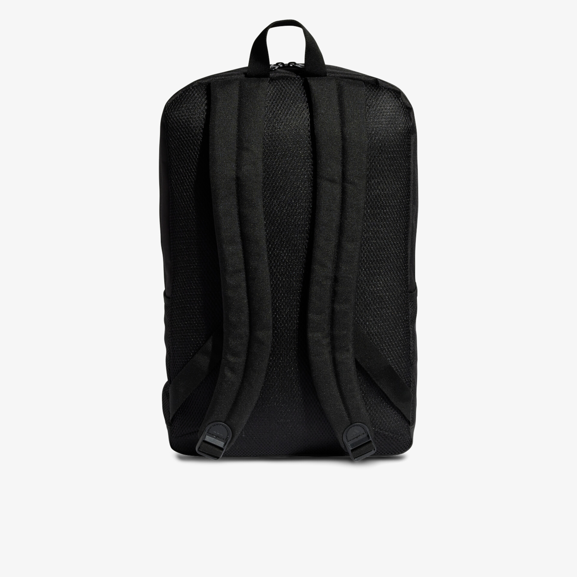 Schwarzer Rucksack mit gepolsterten Schultergurten und einfachem Tragegriff, robust und ergonomisch geformt