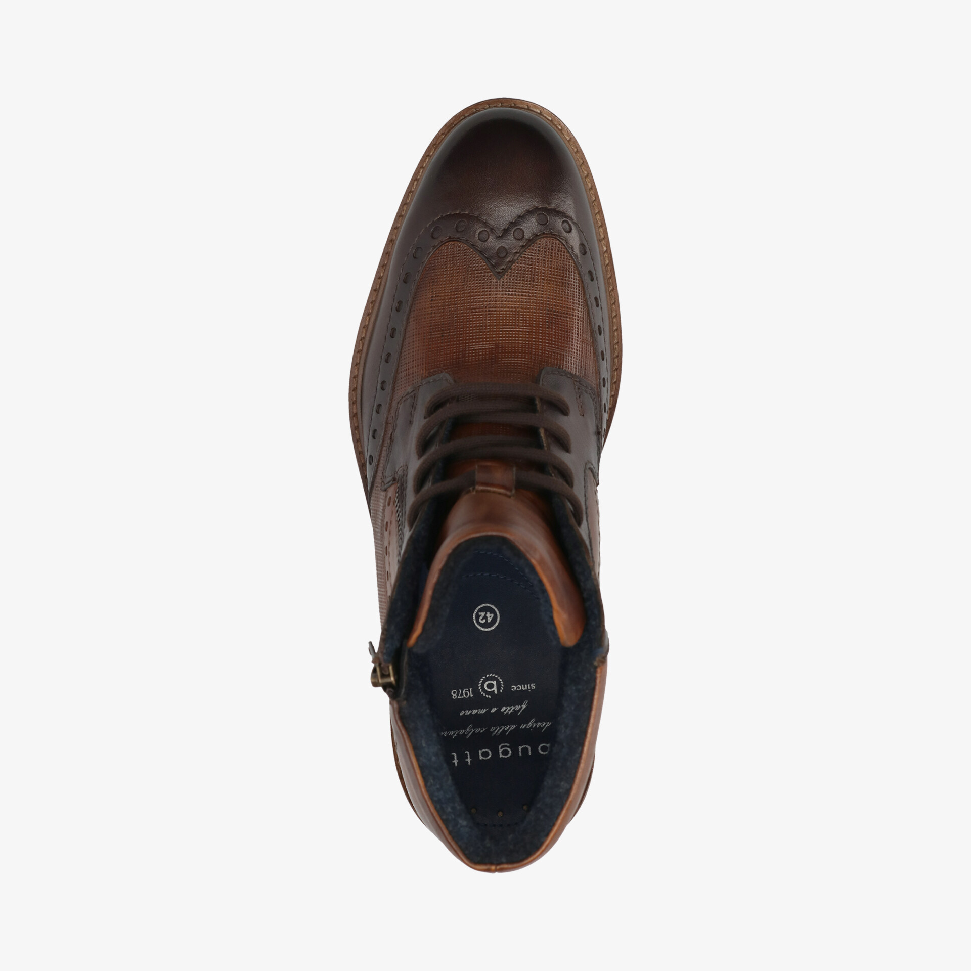 Eleganter Lederschuh in edlem Braun mit klassischem Brogue-Design und komfortabler Passform.
