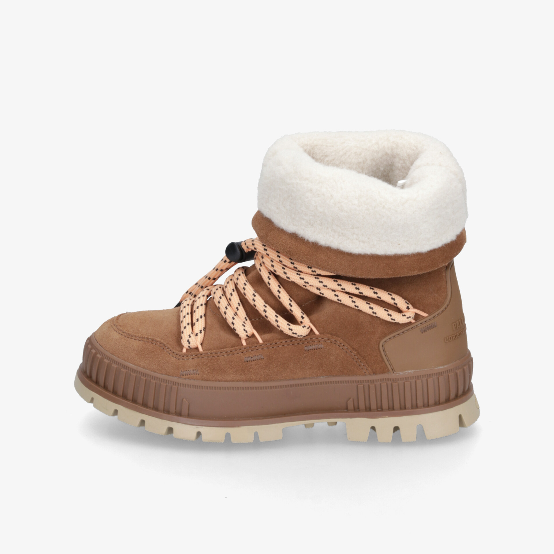 Warmer, gepolsterter brauner Winterstiefel mit robuster rutschfester Sohle und stabiler Schnürung