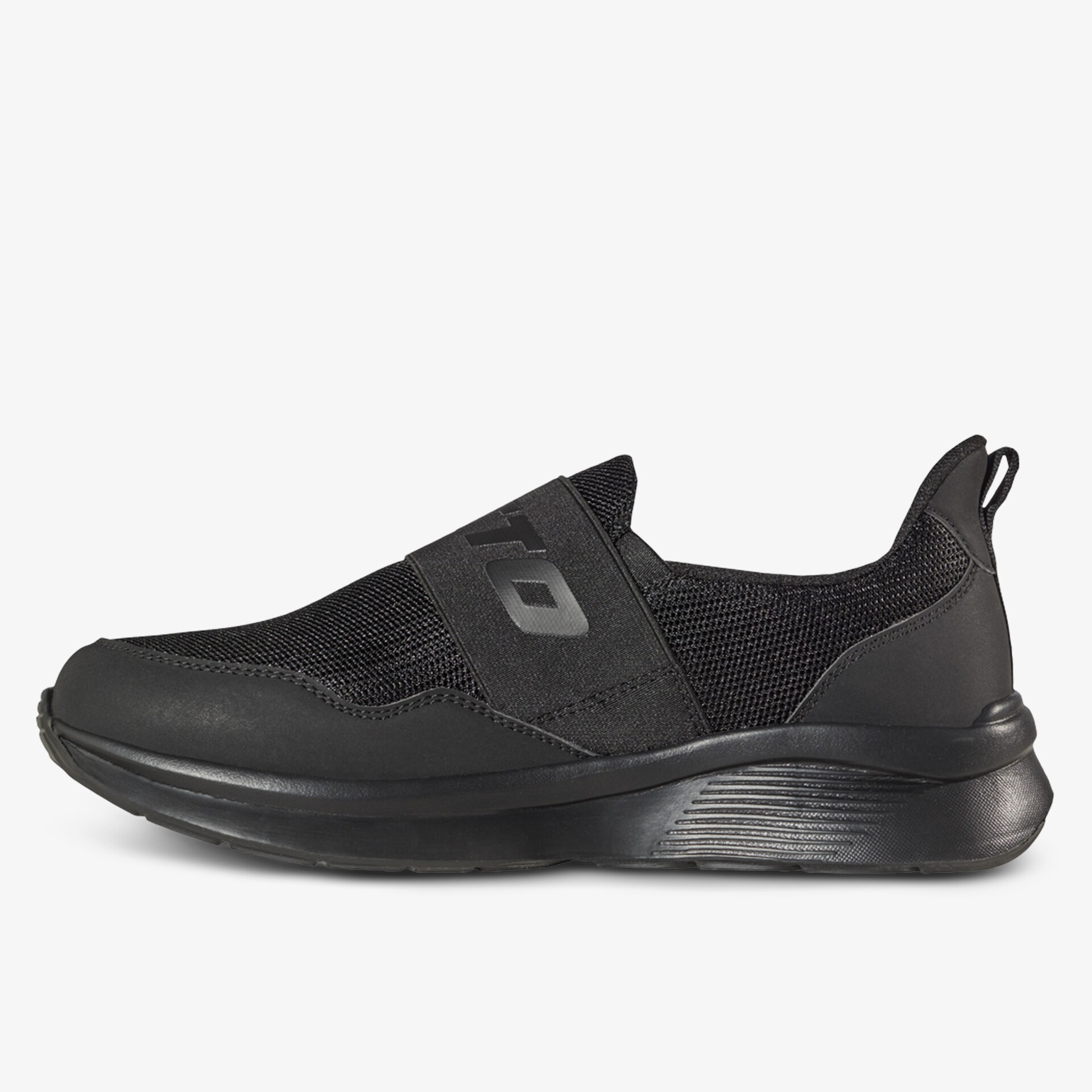 Schwarzer Slip-On-Schuh mit flexibler Sohle und atmungsaktivem Mesh