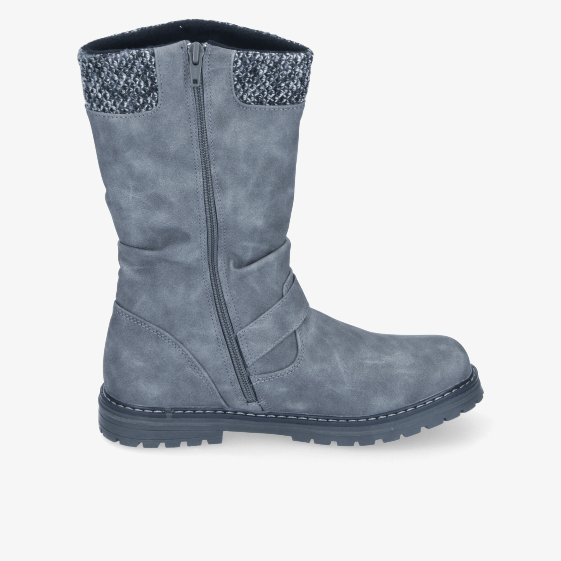 Robuster Winterstiefel mit Reißverschluss, warm gefüttert und rutschfester Sohle, ideal für kaltes Wetter