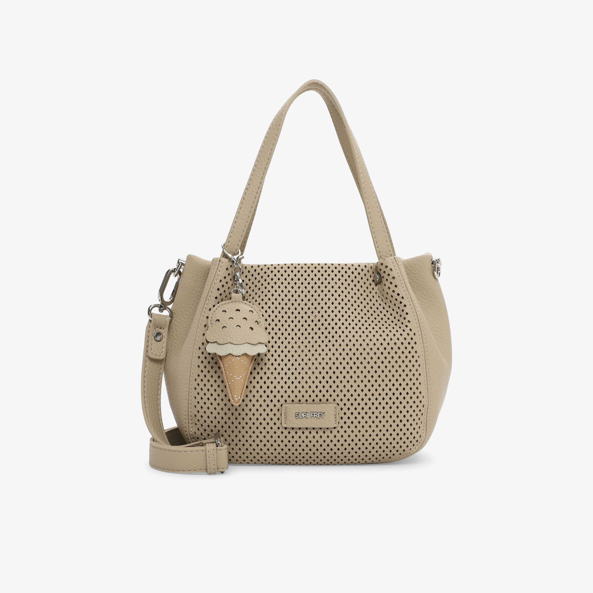 Beige geflochtene Handtasche mit elegantem Design und praktischem Schulterriemen für vielseitigen Einsatz