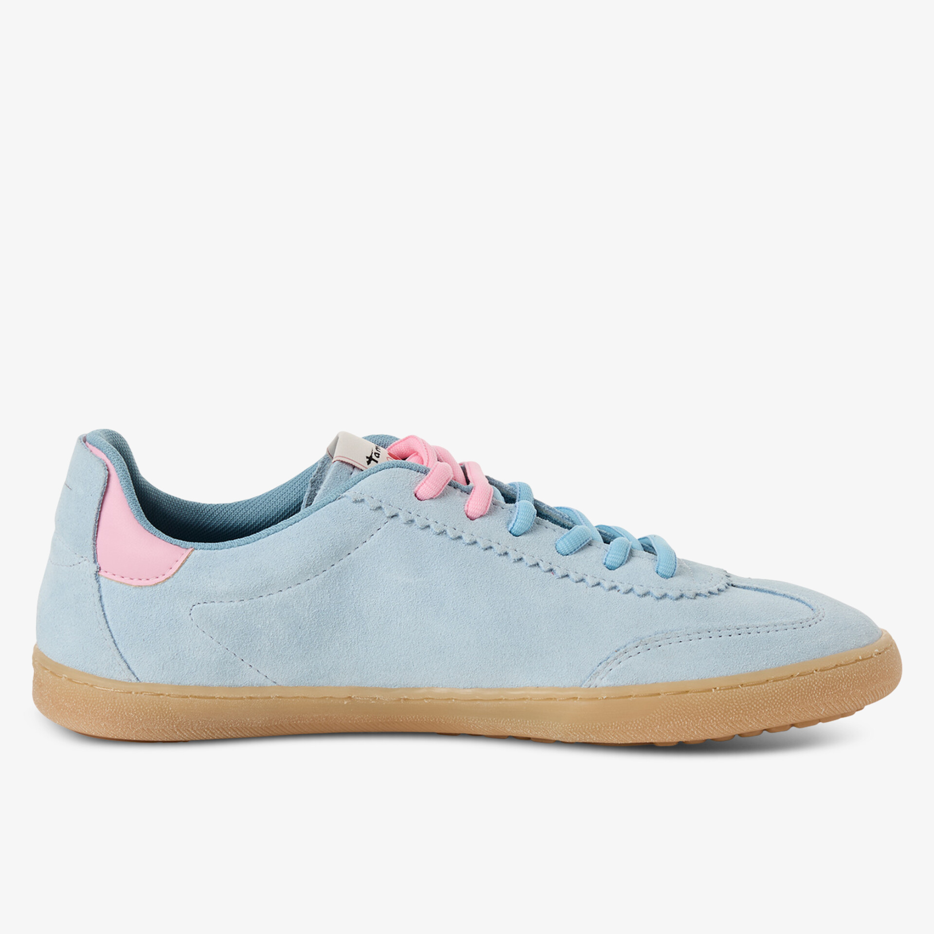 Seitliche Ansicht leichter Sneaker in heller Farbkombination mit rutschfester Sohle und bequemer Passform