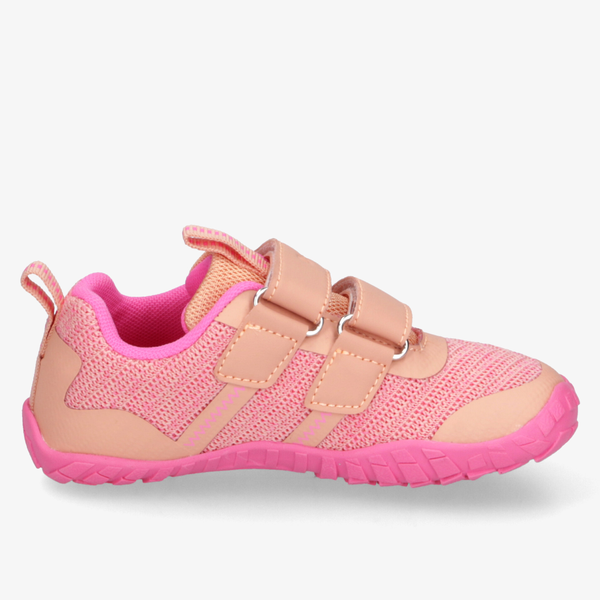 Stylischer Sneaker in Rosa mit Klettverschluss, ideal für aktiven Alltag und maximalen Komfort.